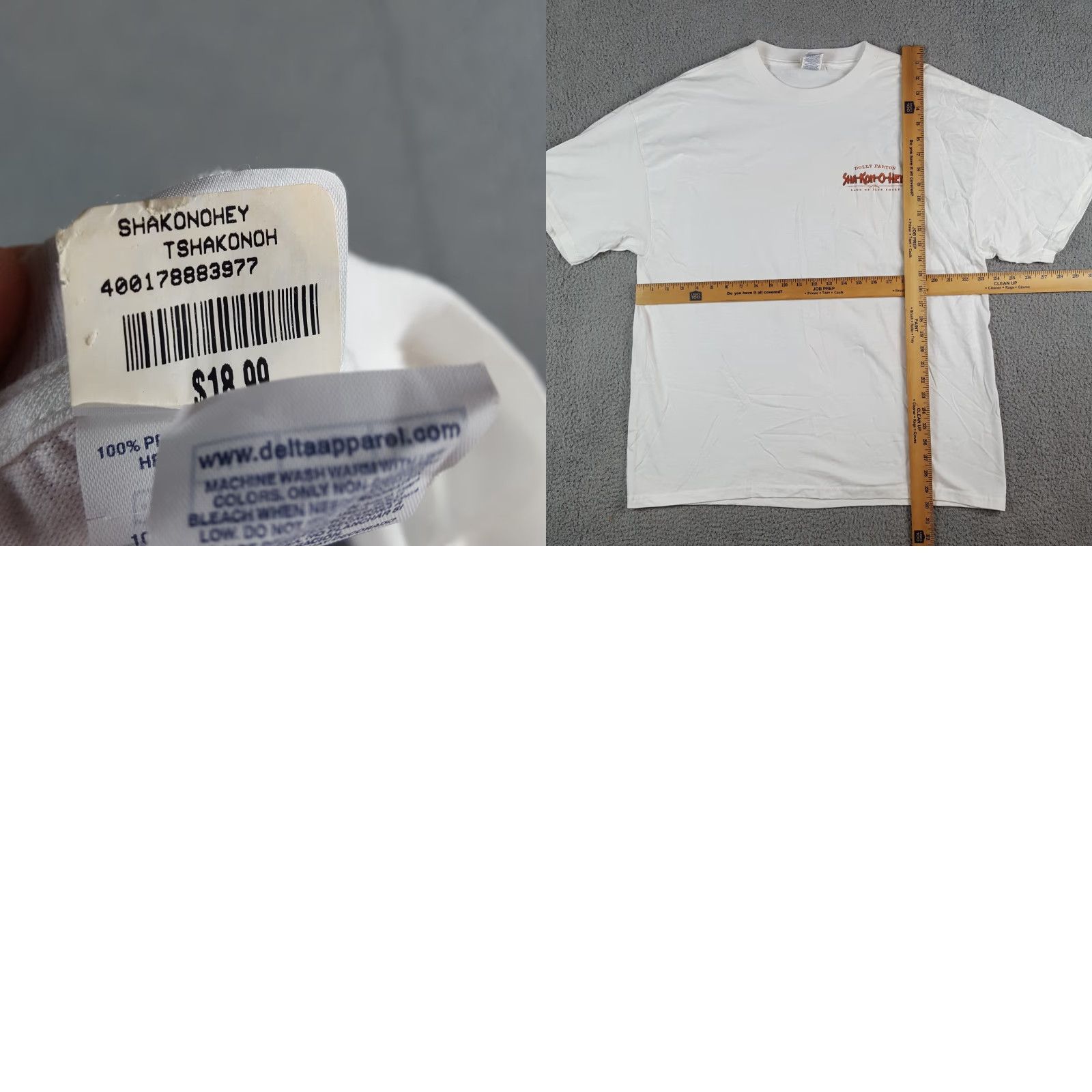 Delta VINTAGE Dolly Parton Country Music Men’s XL T-Shirt Delta 90s 00s Tour Logo Embroidered White Cotton Short Sleeve Crew Neck Shirt Size US XL / EU 56 / 4 - 8 Thumbnail