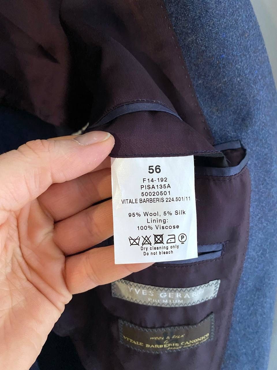 Vitale Barberis Canonico Yves Gerard x Vitale Barberis Wool/Silk Blue Blazer, Size 56 Size 54R - 18 Thumbnail