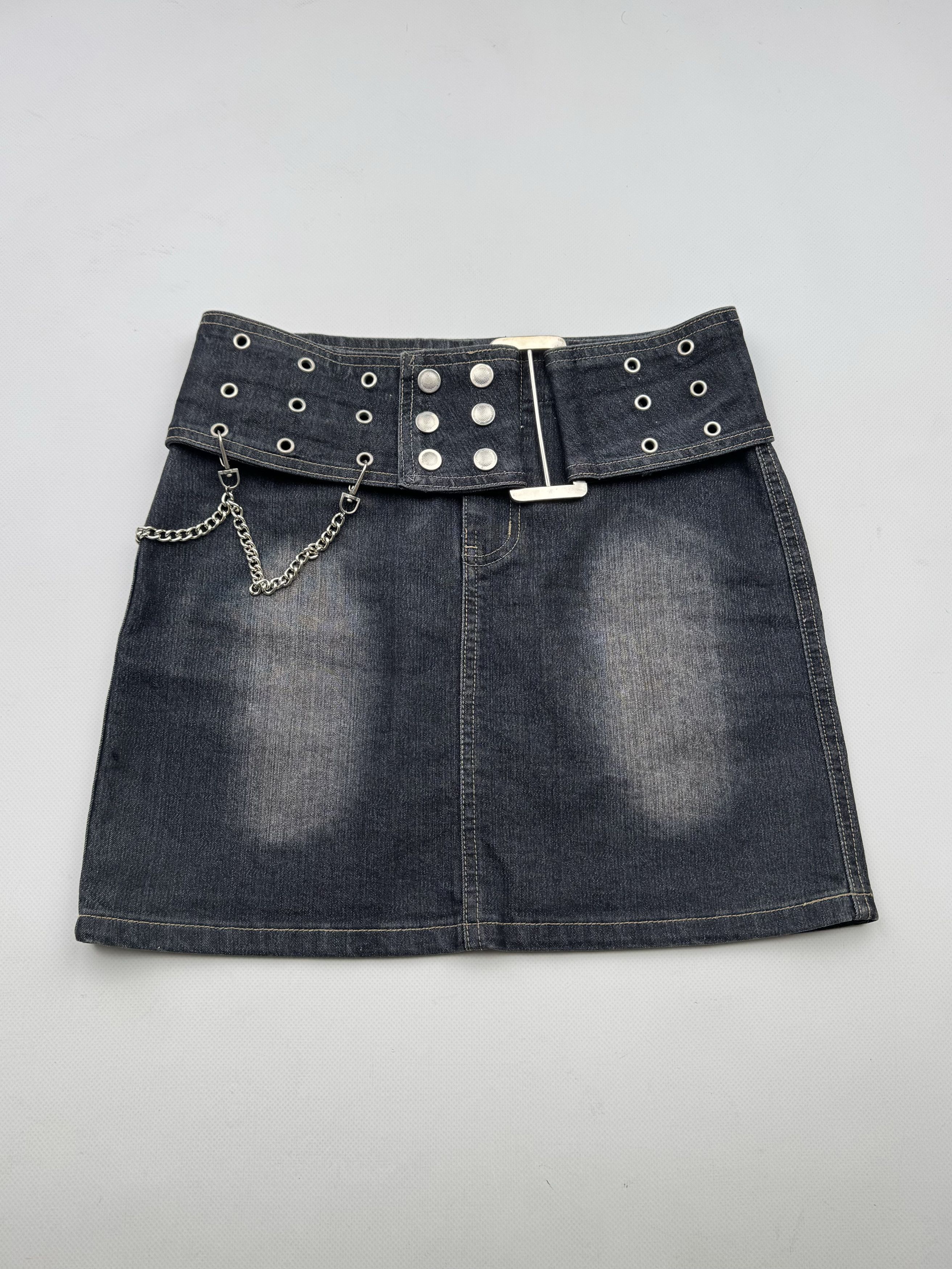 Vintage 90's Mini Skirt With Wide Belt B32(V499)E2 Size 26" / US 2 / IT 38 - 1 Thumbnail