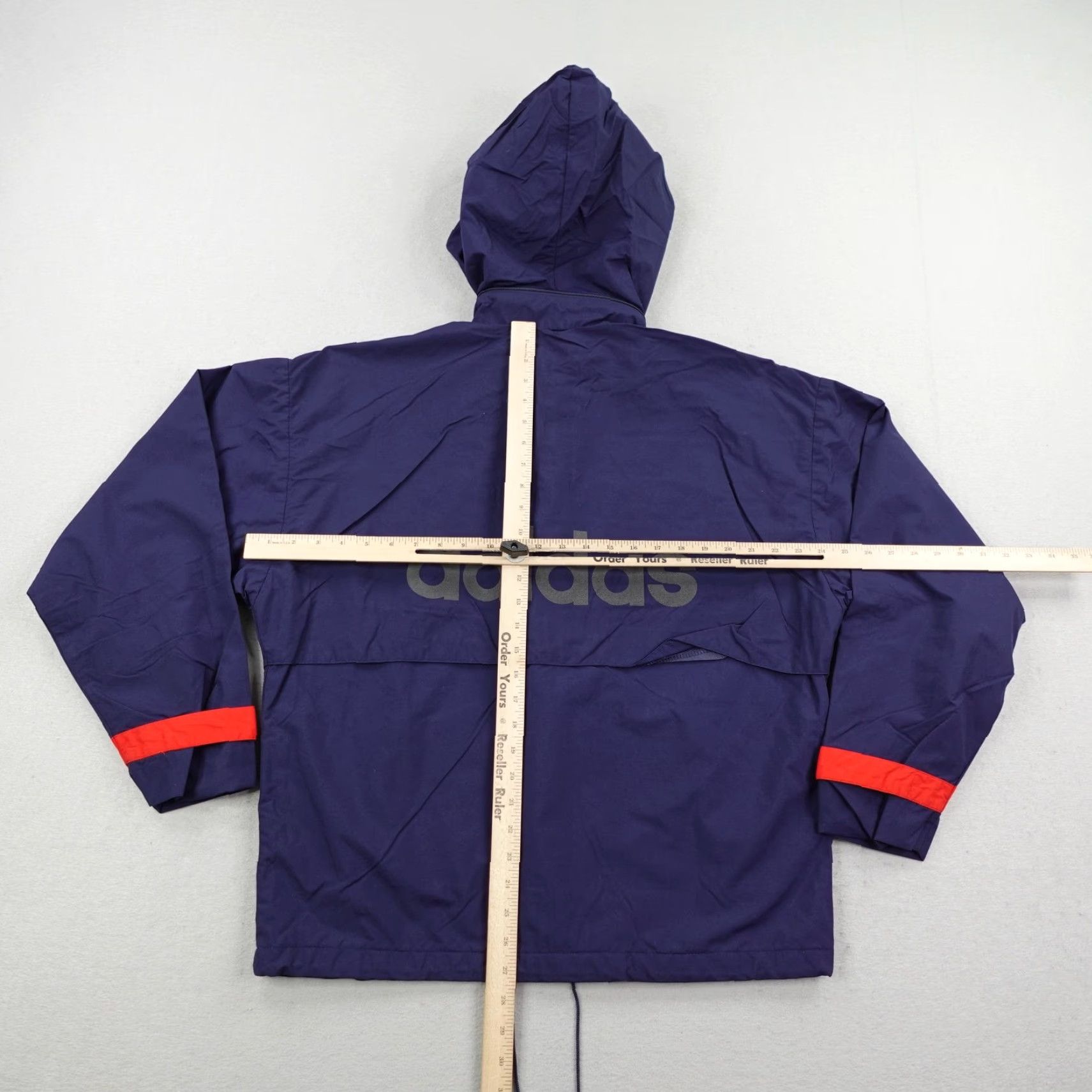 Adidas VINTAGE Adidas Windbreaker Jacket Men’s Large Blue Hooded Track Coat 90s Size US L / EU 52-54 / 3 - 6 Thumbnail