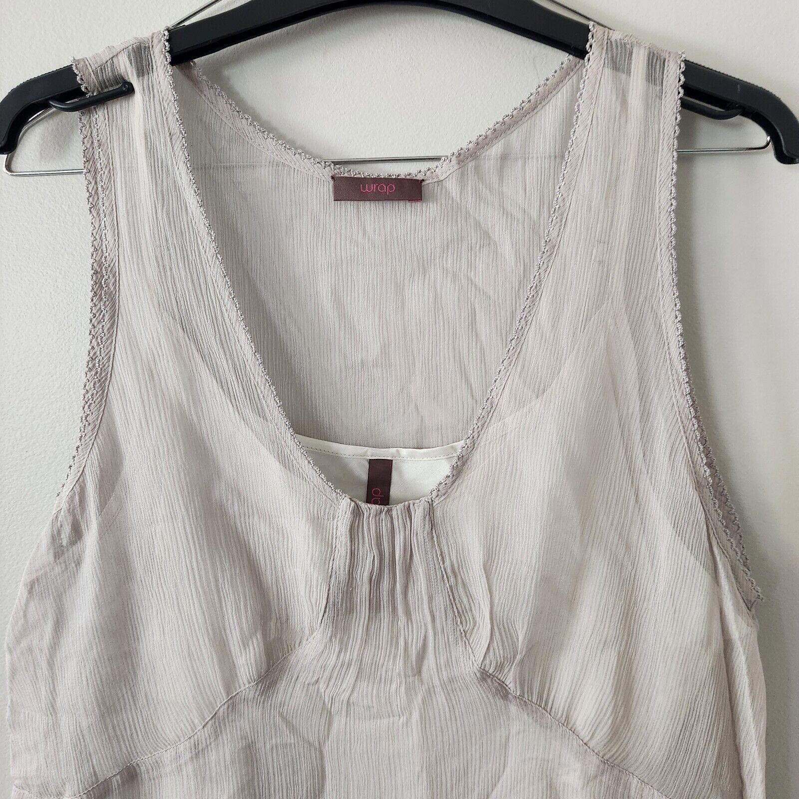 Designer Wrap London Silk Tunic Top Beige Size UK 18 Size XL / US 12-14 / IT 48-50 - 3 Thumbnail