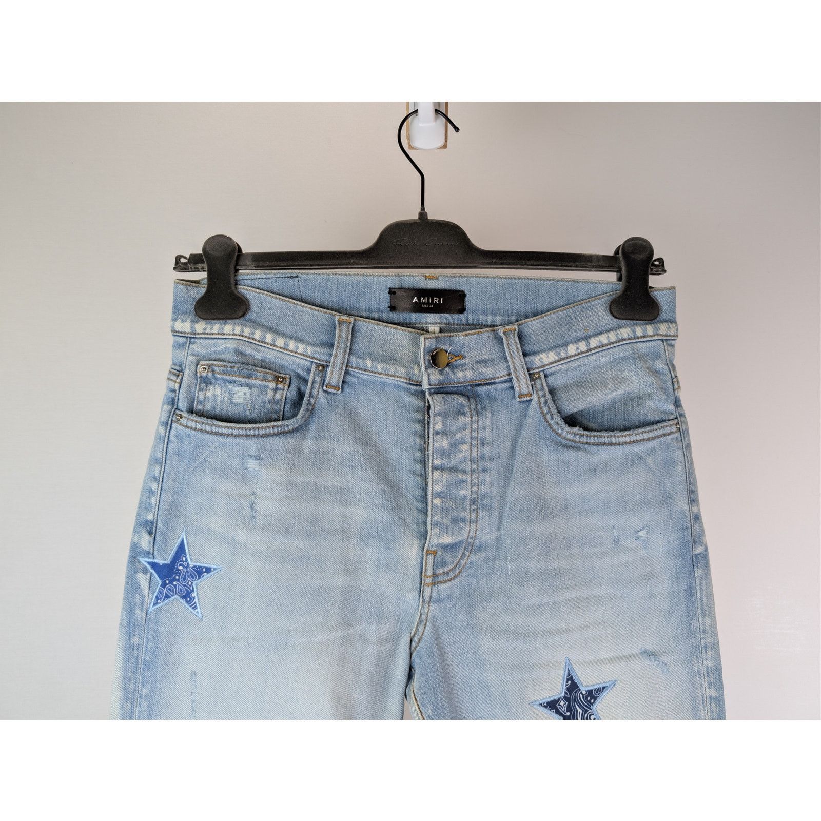 Amiri o1rshd1 Bandana Star Jean Denim Pants Jeans in Light Indigo Size US 30 / EU 46 - 3 Thumbnail
