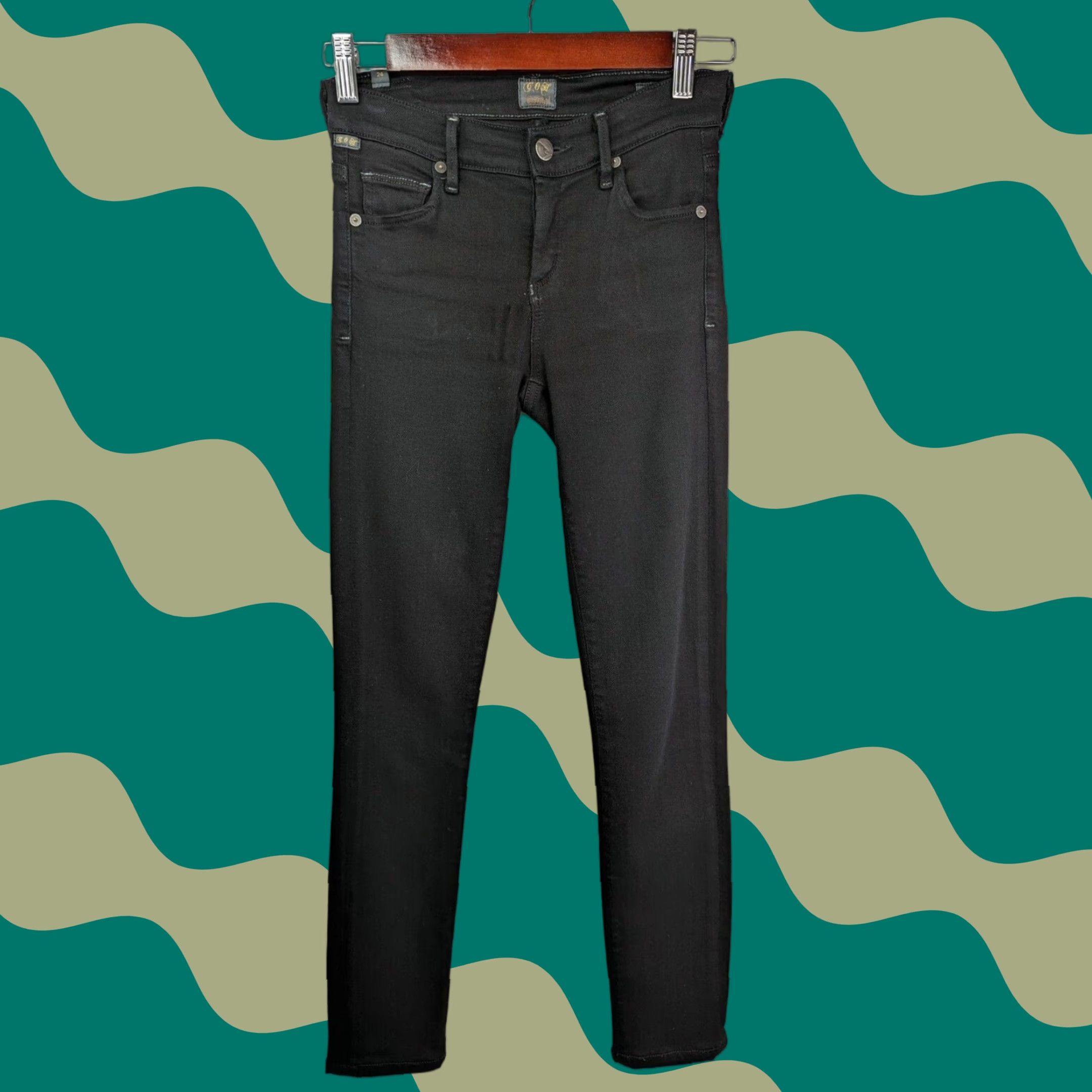 Citizens Of Humanity COH Citizens of Humanity Avedon Skinny Jeans Size 24 Black Denim 1300 Size 42" / US 20 - 1 Thumbnail