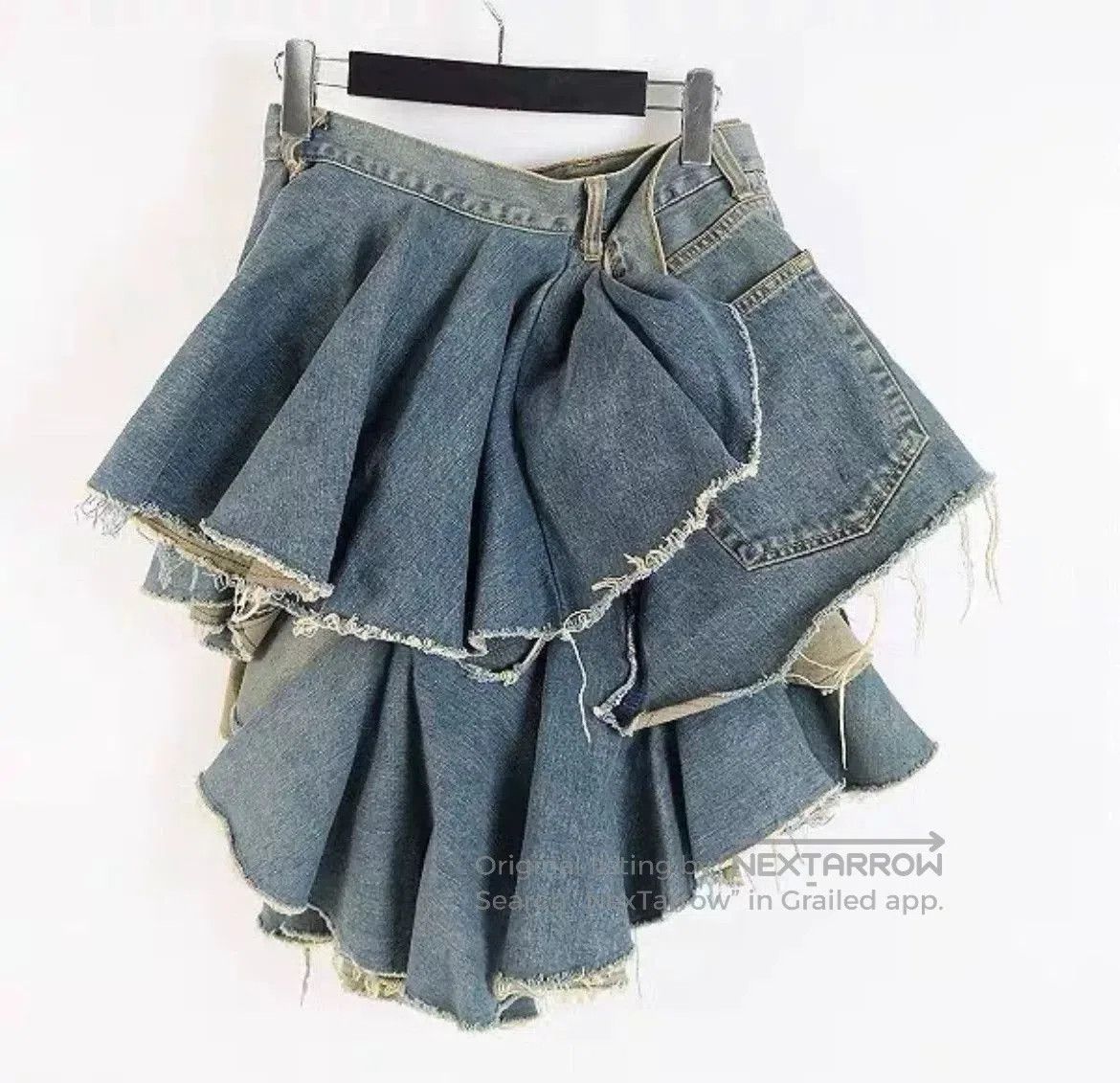 Junya Watanabe layered flower pleated denim half skirt. Size US 27 - 3 Thumbnail