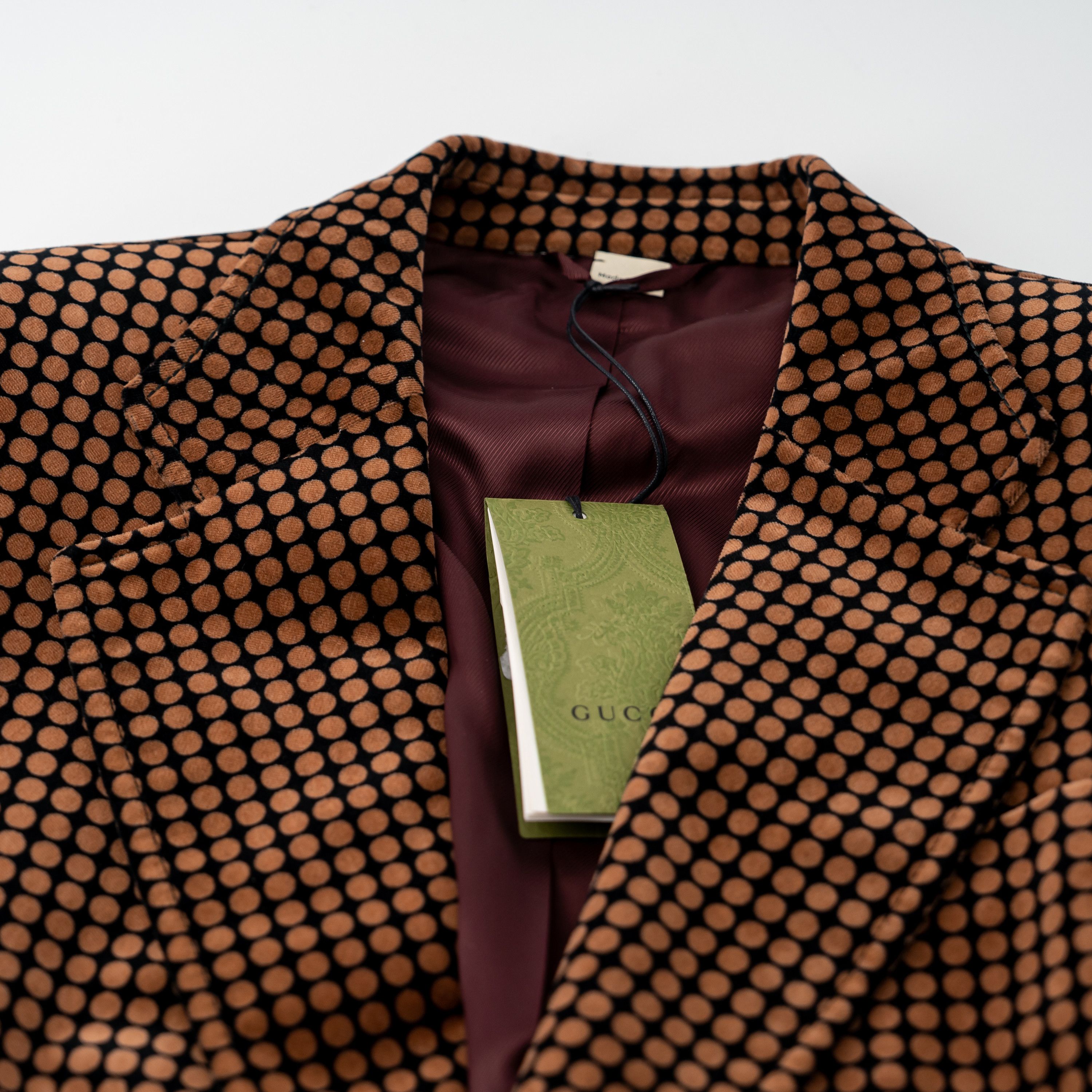 Gucci 48 M - Gucci Polka Dot Print Blazer Brown Suit Jacket Size 48R - 7 Thumbnail