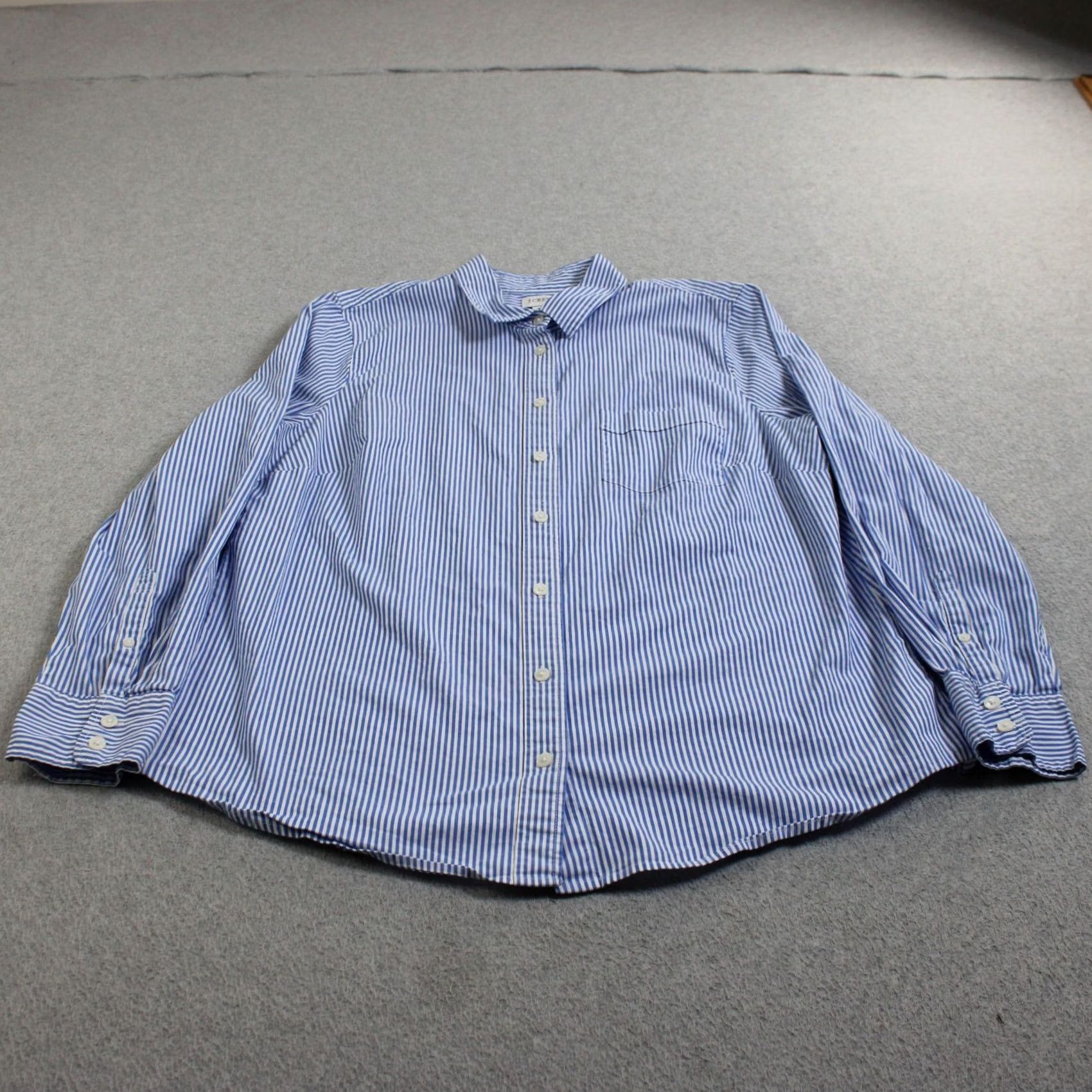 J.Crew J Crew Shirt Womens XL Blue Stripe Button Coastal Boho Office Heritage Academia Size XL / US 12-14 / IT 48-50 - 2 Thumbnail