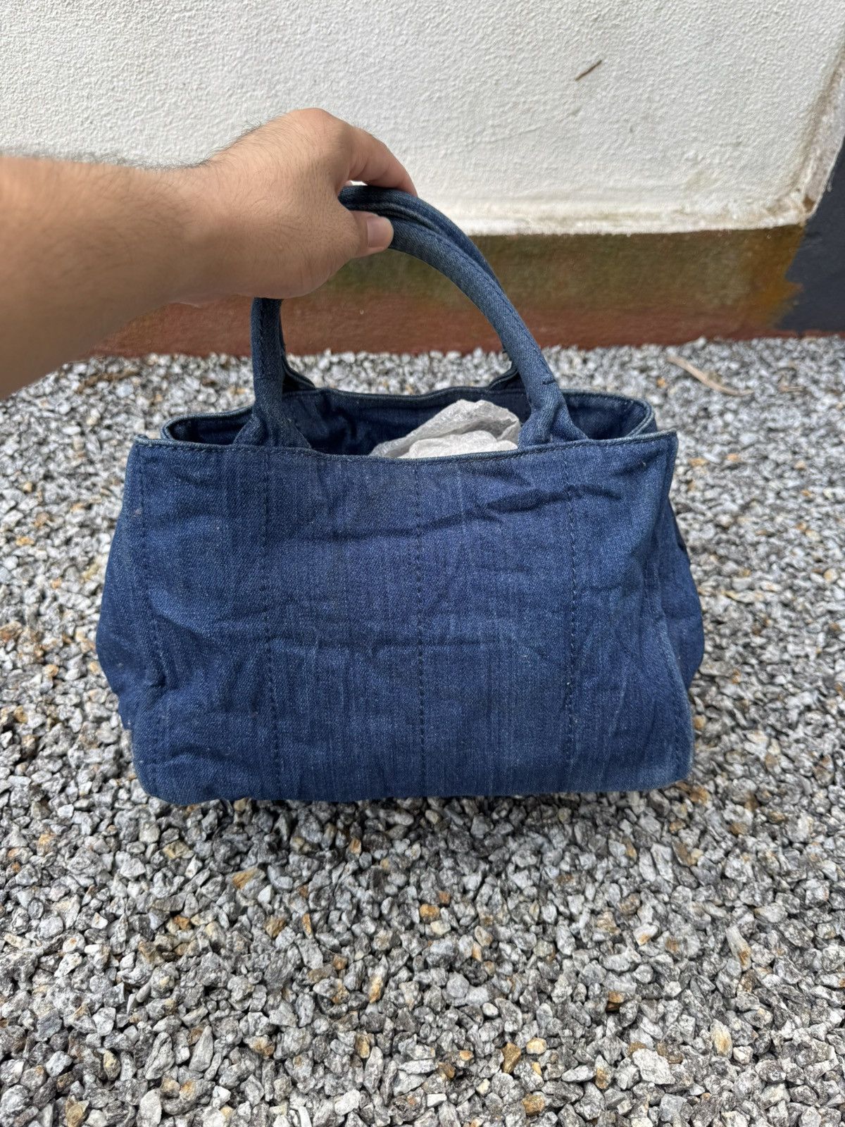 Prada PRADA CANAPA DENIM SMALL TOTE BAG Size ONE SIZE - 6 Thumbnail