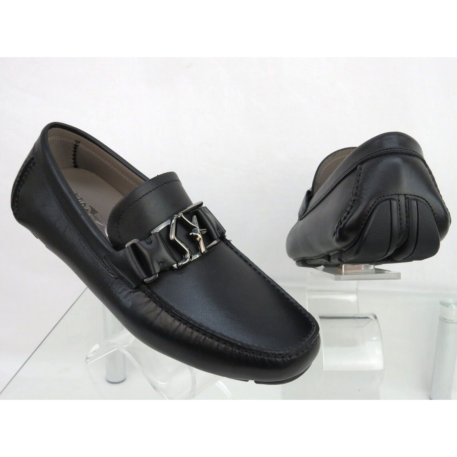 Salvatore Ferragamo FERRAGAMO PETER BLACK LEATHER LOGO DRIVING LOAFERS 8.5 EE Size US 9.5 / EU 42-43 - 6 Thumbnail