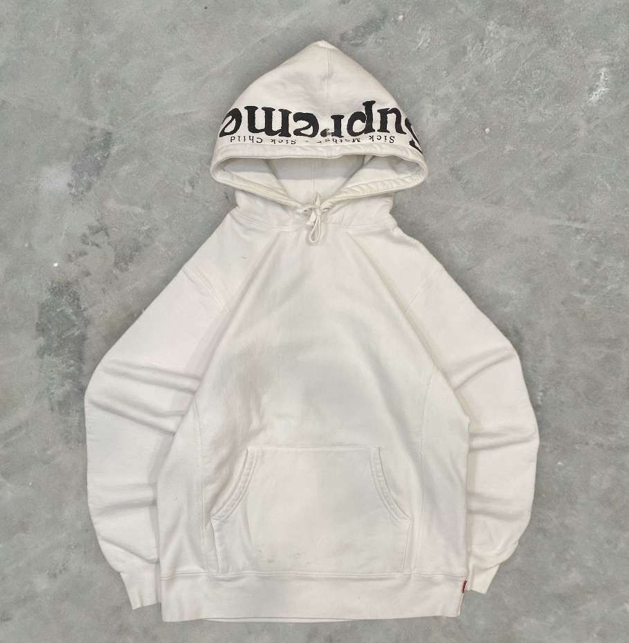 image of Jnco x Supreme Vintage Y2K White Supreme Spellout Hoodie Essential, Men's (Size Large)