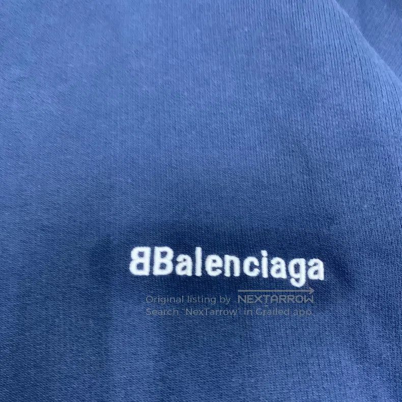 Balenciaga Balenciaga Blue Embroidered Small Logo Sweatshirt Hoodie Size US L / EU 52-54 / 3 - 5 Thumbnail