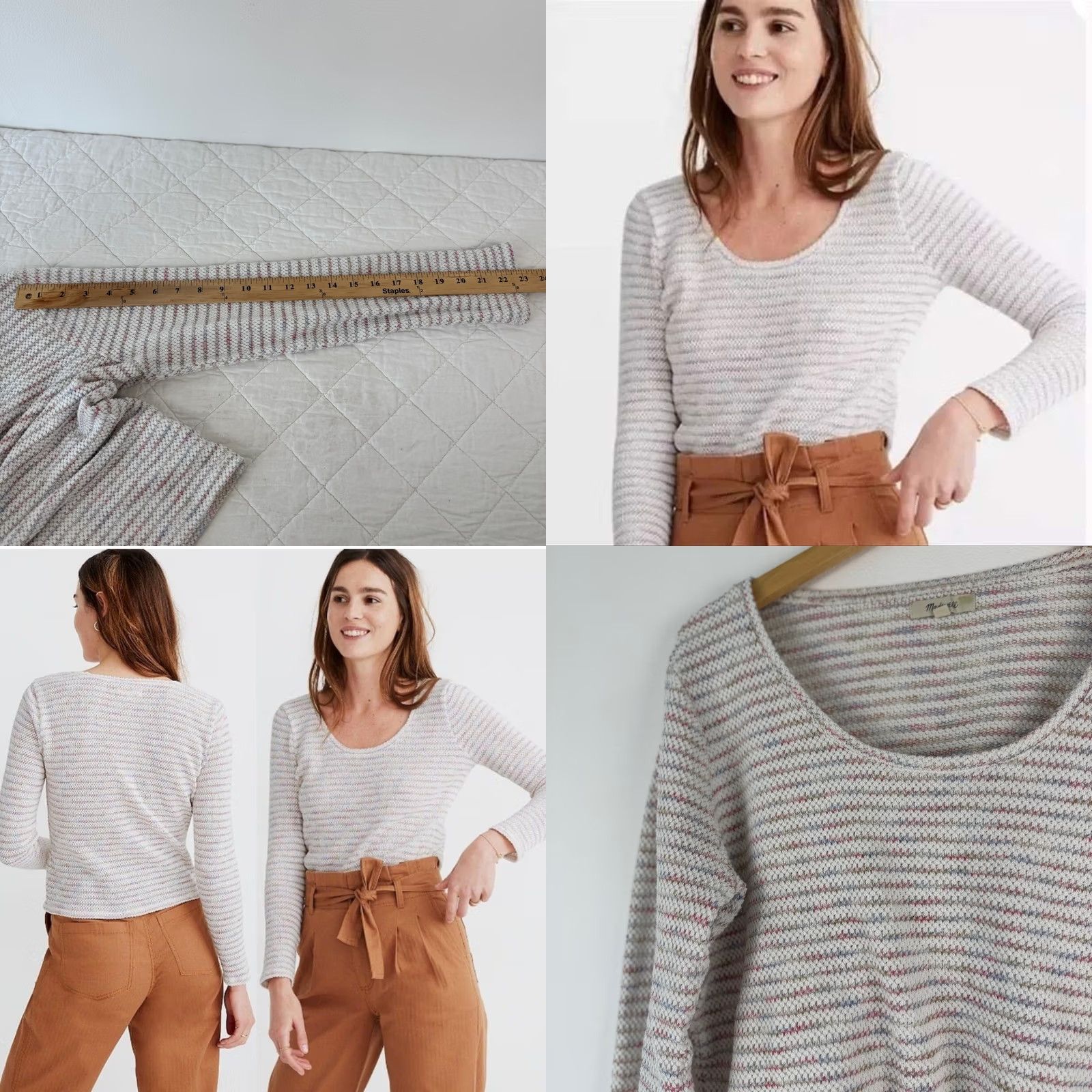 Madewell Madewell Womens Scoop Neck Pullover Sweater Knit Top XL Space-Dye Stripe Multicolor Size XL / US 12-14 / IT 48-50 - 8 Thumbnail