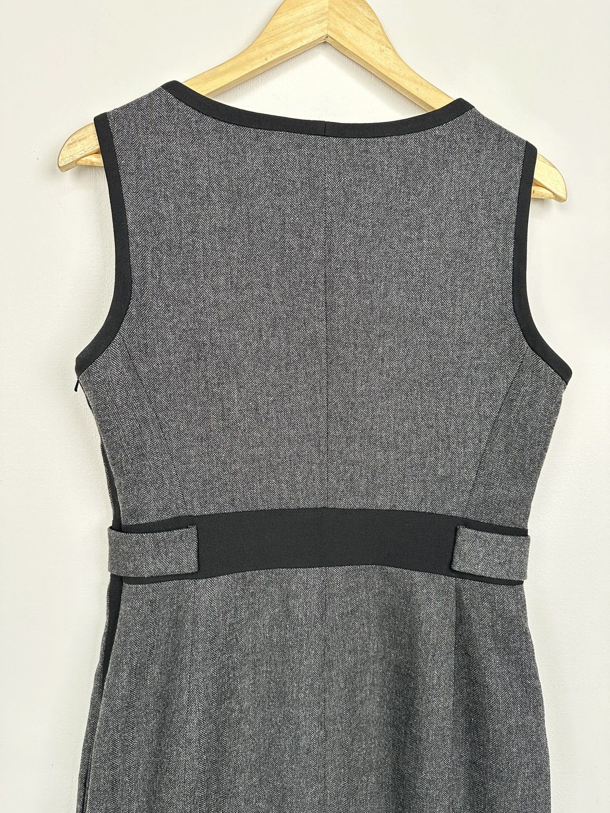 Karen Millen KAREN MILLEN Gray Herringbone Wool Blend Sheath Dress UK 12 Size M / US 6-8 / IT 42-44 - 9 Thumbnail