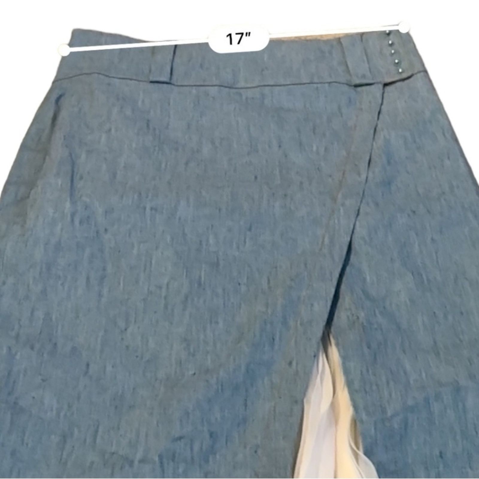 Derek Lam 10 Crosby Derek Lam 10 Crosby Denim Ruffle Slit Long Pencil Skirt Size 32" / US 10 / IT 46 - 12 Thumbnail