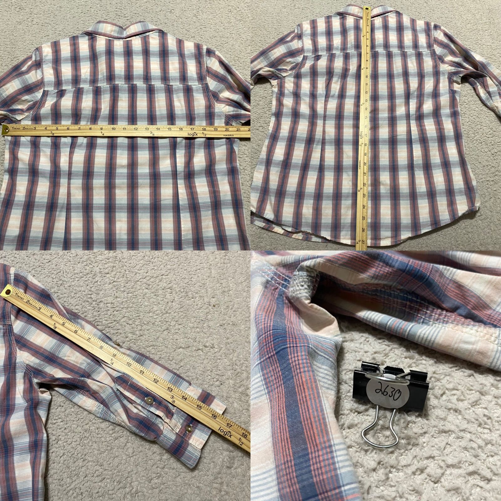 Carhartt Carhartt Womens Large Shirt Multicolor Plaid 3/4 Sleeve Button-Up Cotton Size L / US 10 / IT 46 - 8 Thumbnail