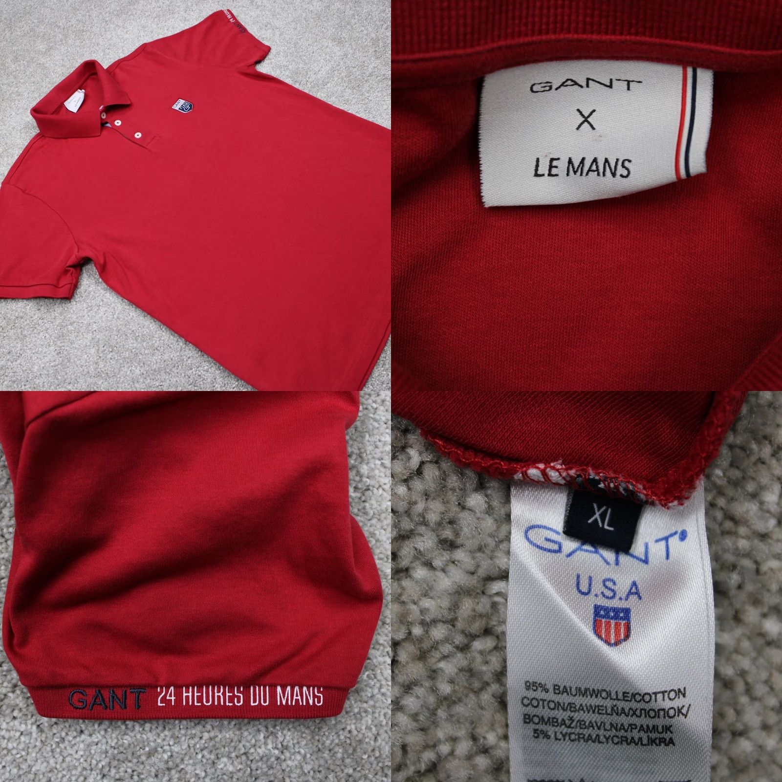 Gant GANT x LeMans Polo Shirt Mens XL Red Cotton Stretch Short Sleeve Pullover Polo Shirt Size US XL / EU 56 / 4 - 8 Thumbnail