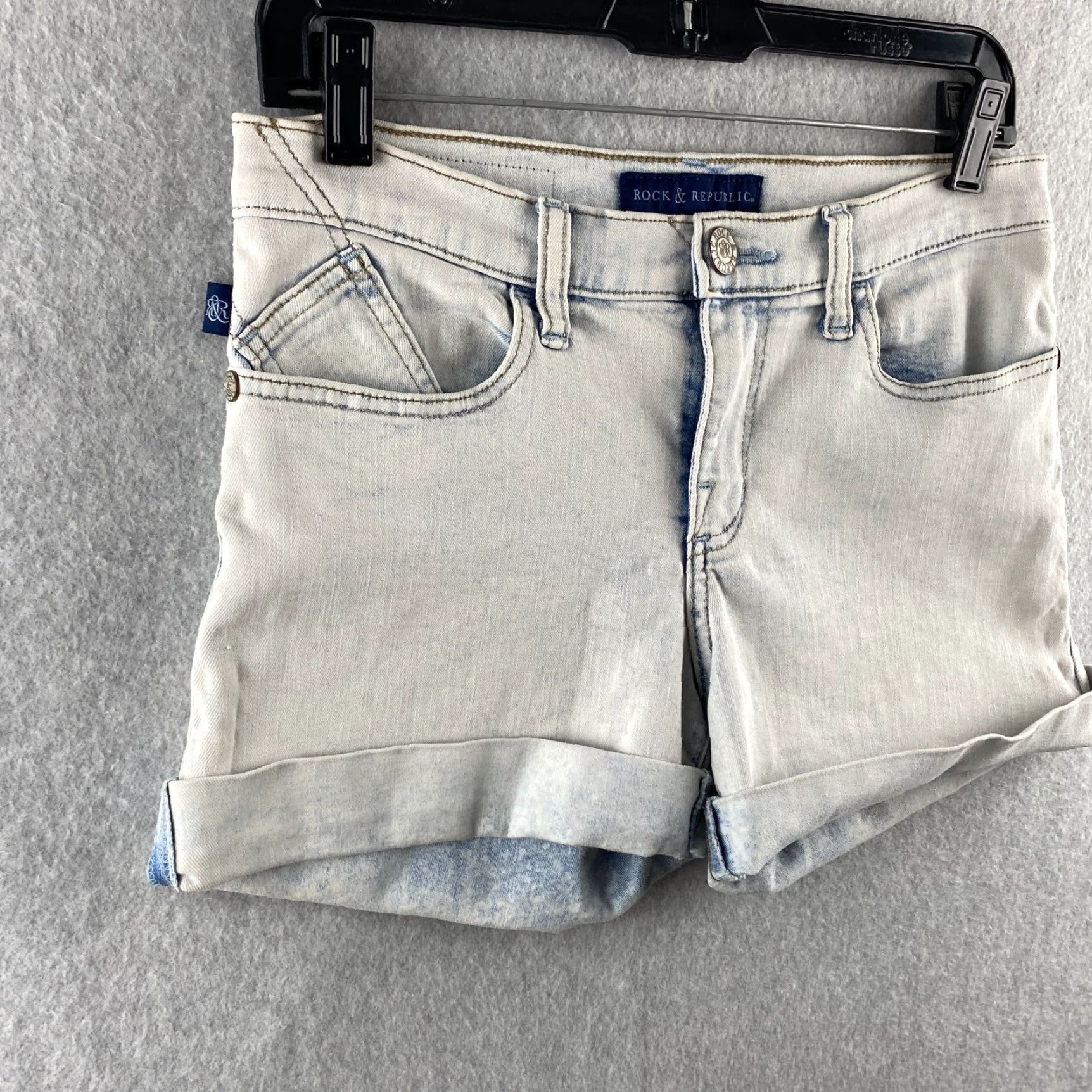 Vintage Rock Republic Jeans Shorts Womens 6 Light Acid Wash Stretch Casual Modern Pockets Logo Blue Adult Womens Size 28" / US 6 / IT 42 - 3 Thumbnail