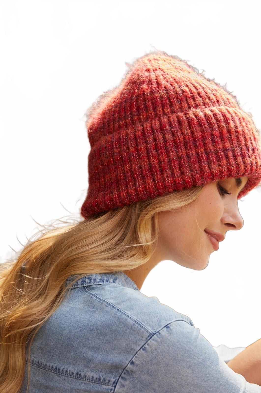 Hat Club Red Knit Beanie Hat - Warm Winter Essential Size ONE SIZE - 4 Thumbnail