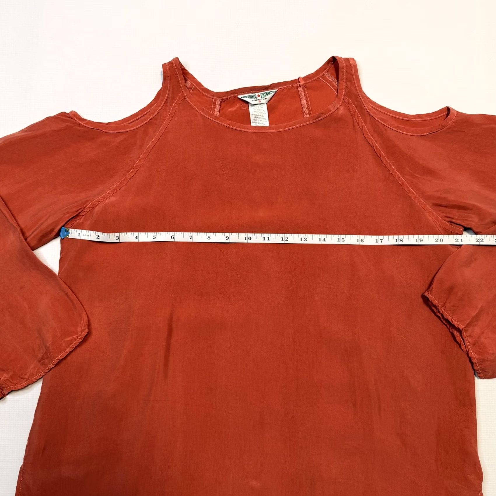 Hard Tail Hard Tail Womens Shirt Small Rust Orange Cold Shoulder Long Sleeve Blouse Tourniquet Size S / US 4 / IT 40 - 6 Thumbnail
