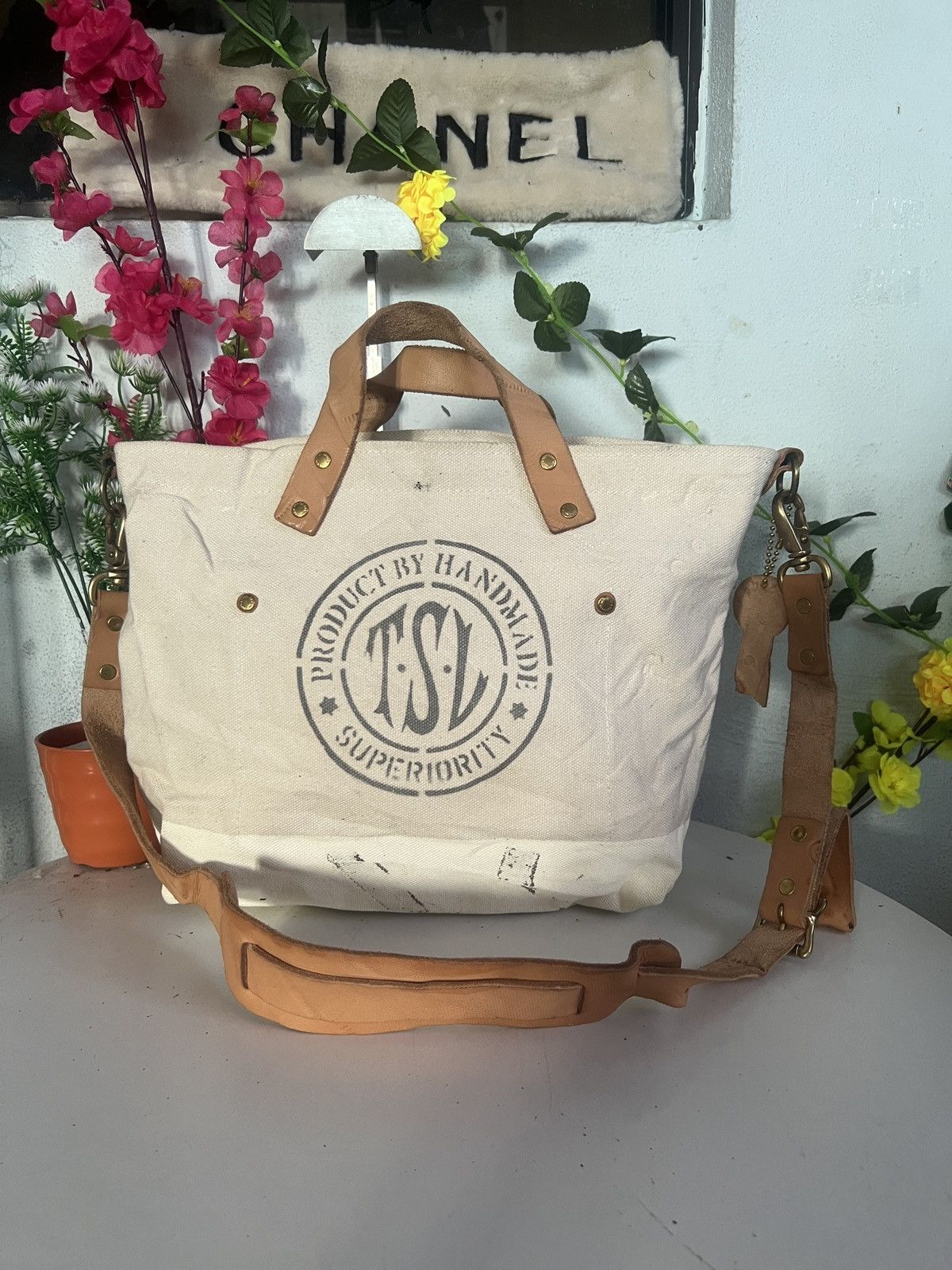 Japanese Brand × The Superior Labor The Superior Labor Japan Duck Fabric Leather Shoulder Bag Size ONE SIZE - 1 Thumbnail