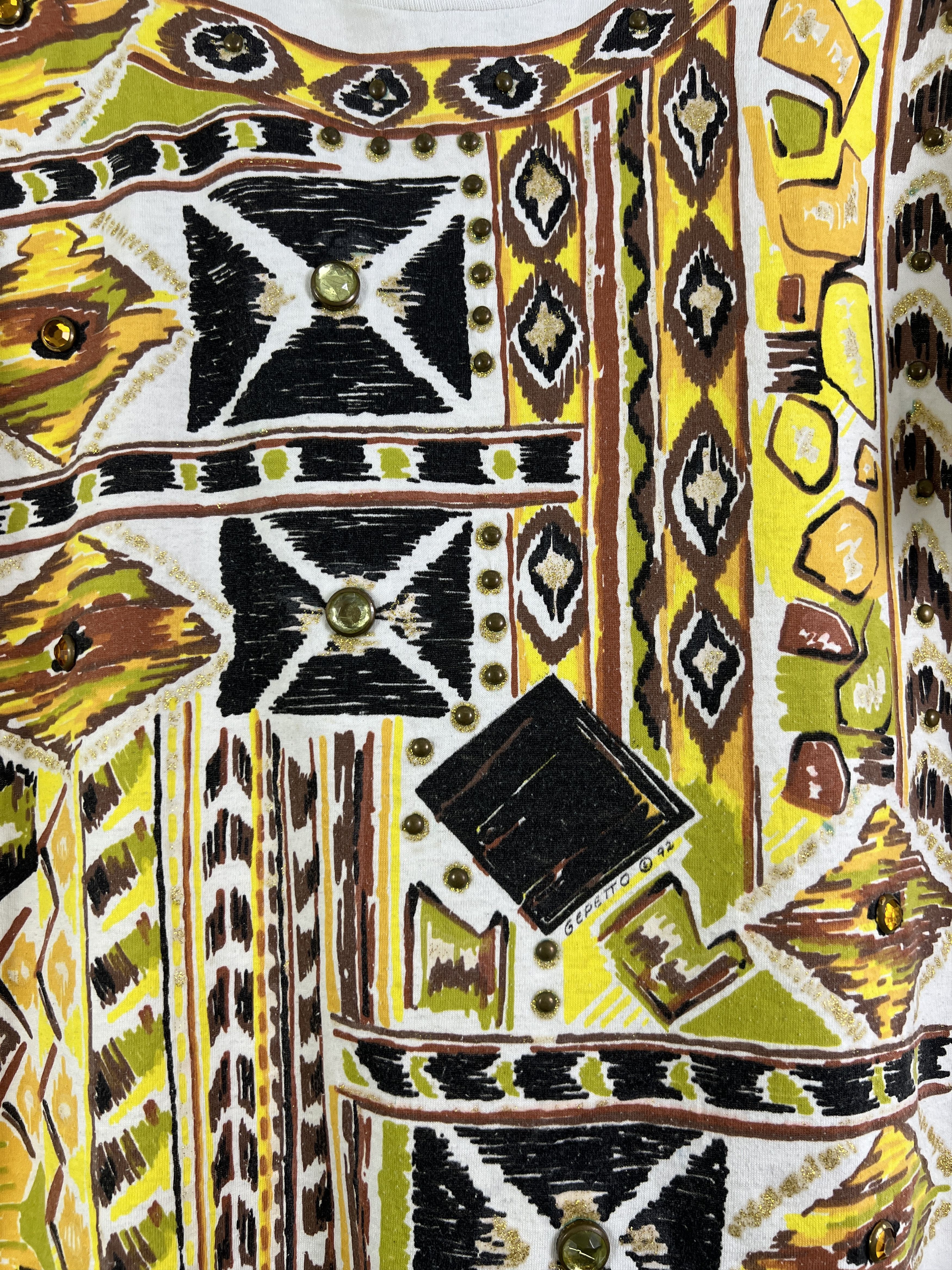Vintage No.4844 Vintage 90s African Art Graphic Tee (OSFA) Size US L / EU 52-54 / 3 - 2 Thumbnail