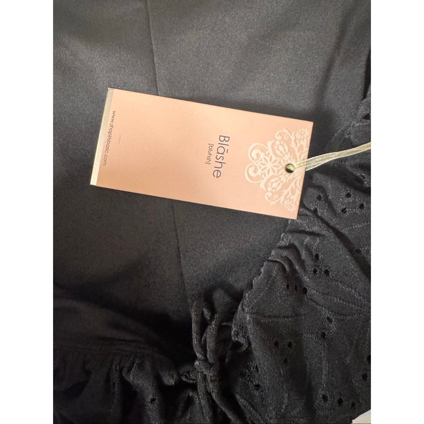 Other Blishe Black Puff Sleeve Mini Dress | Eyelet Lace Sweetheart Size M / US 6-8 / IT 42-44 - 5 Thumbnail