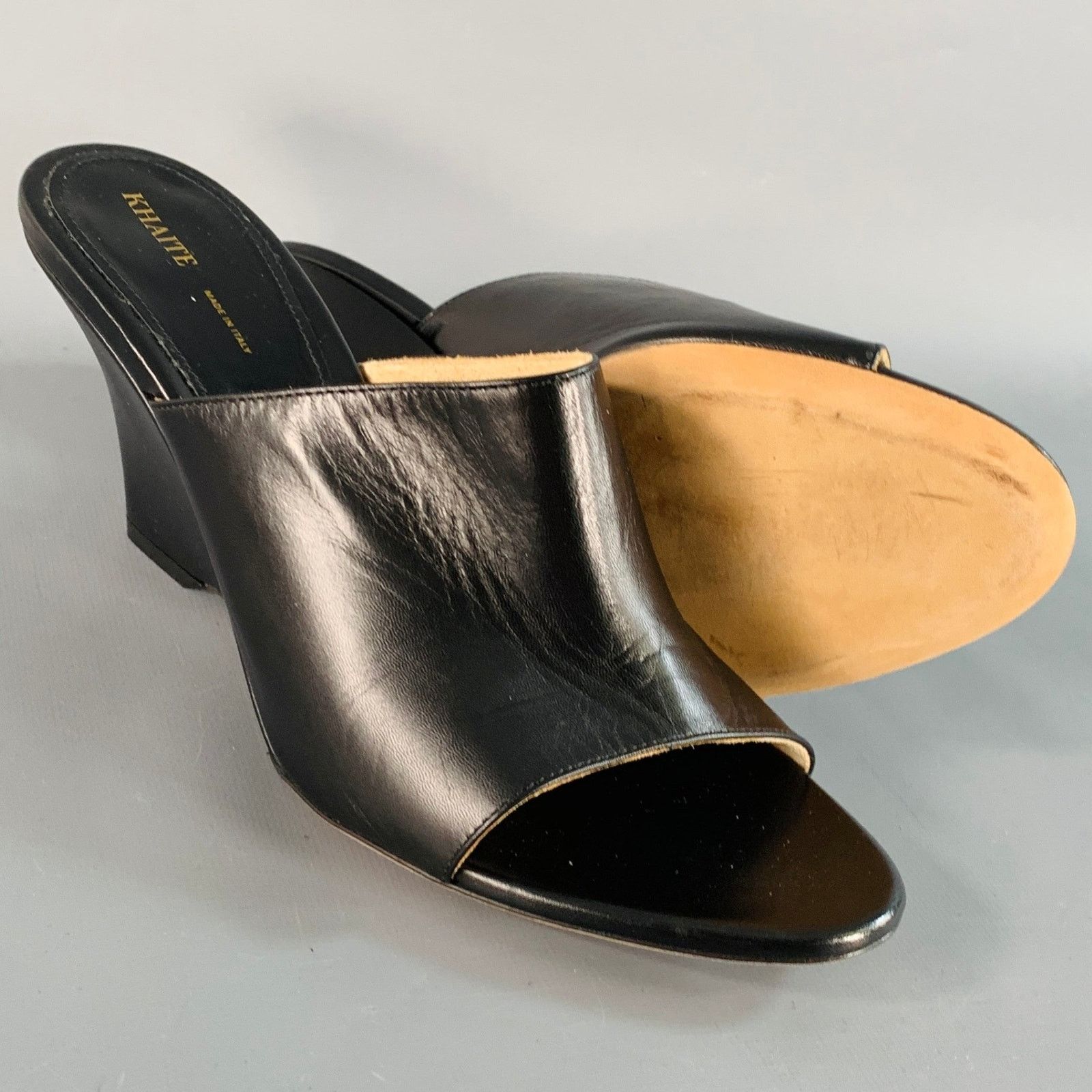 KHAITE KHAITE Size 9.5 Marion Black Leather Wedge Pumps Size US 9.5 / IT 39.5 - 5 Thumbnail