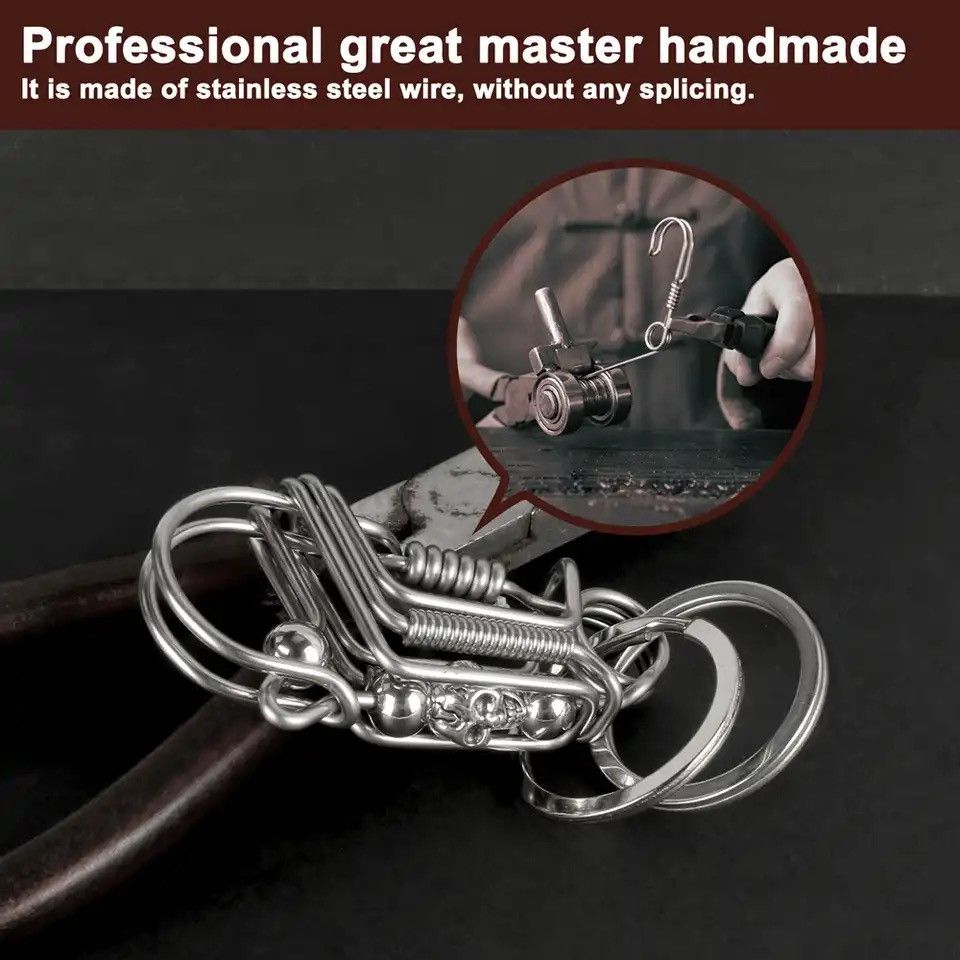 Vintage Matte Round Skull Bead Charm Mechanical Car Key Ring Size ONE SIZE - 2 Thumbnail