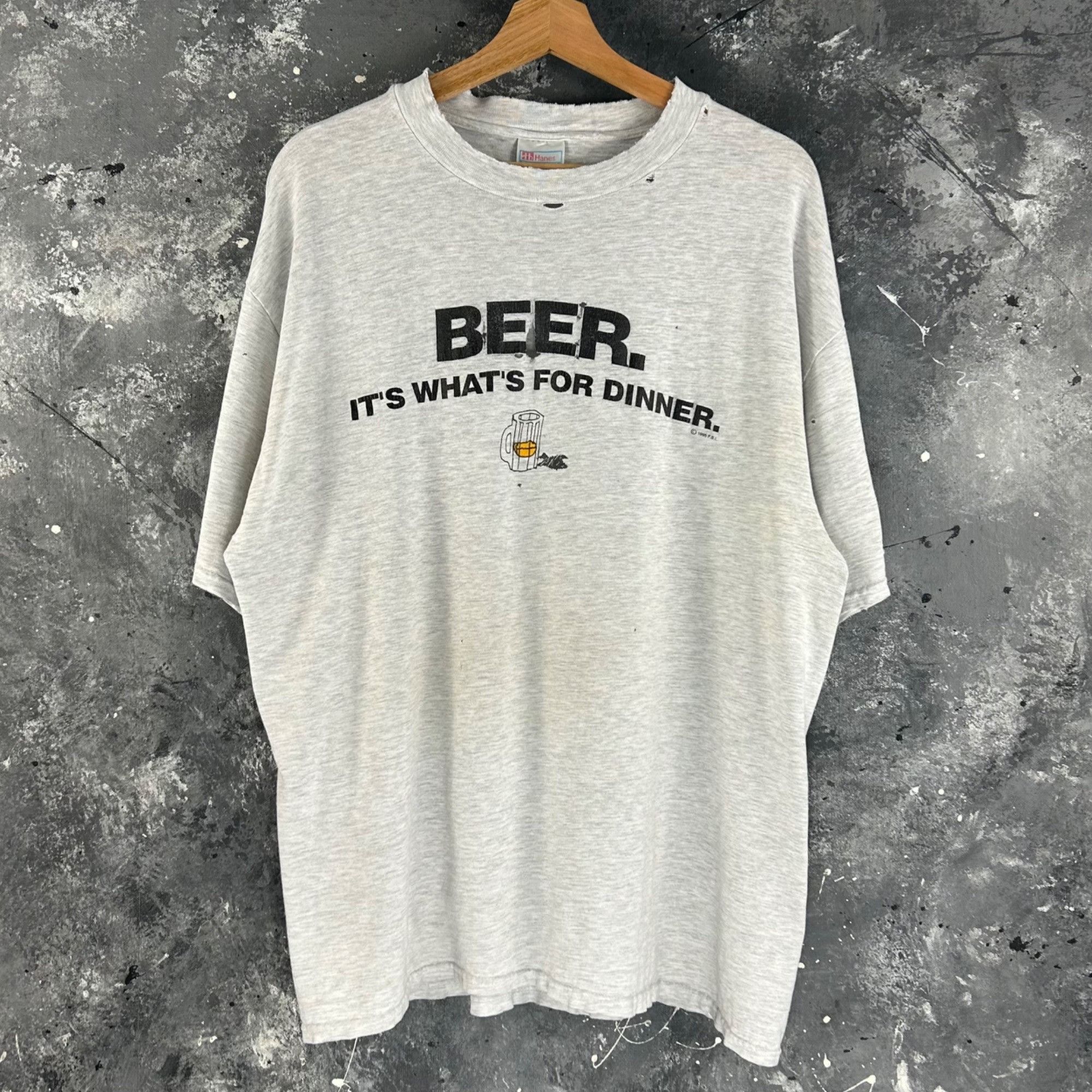 Vintage Vintage 1990’s Beer humor script shirt Size US XL / EU 56 / 4 - 1 Thumbnail