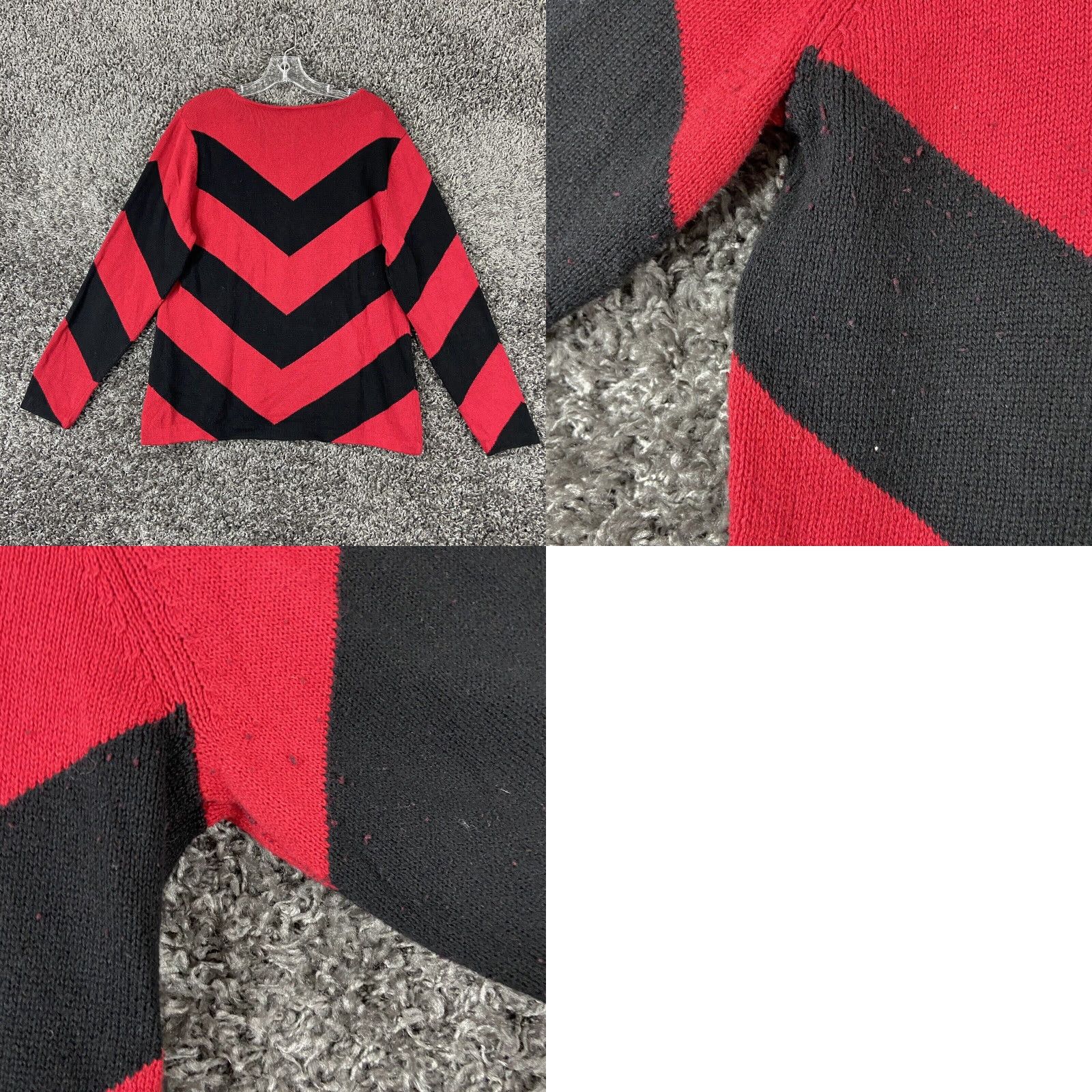 Liz Claiborne Liz Claiborne Women's Striped Long Sleeve Sweater Black Red XL Size XL / US 12-14 / IT 48-50 - 8 Thumbnail