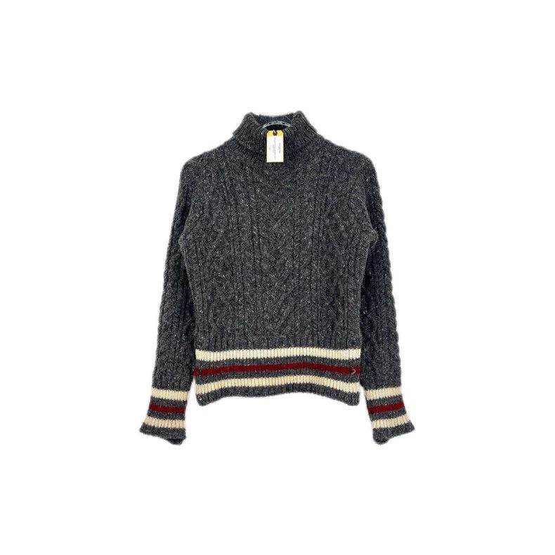 Thom Browne Size 1Floral GRAY CLASSIC LOGO WOOL turtleneck