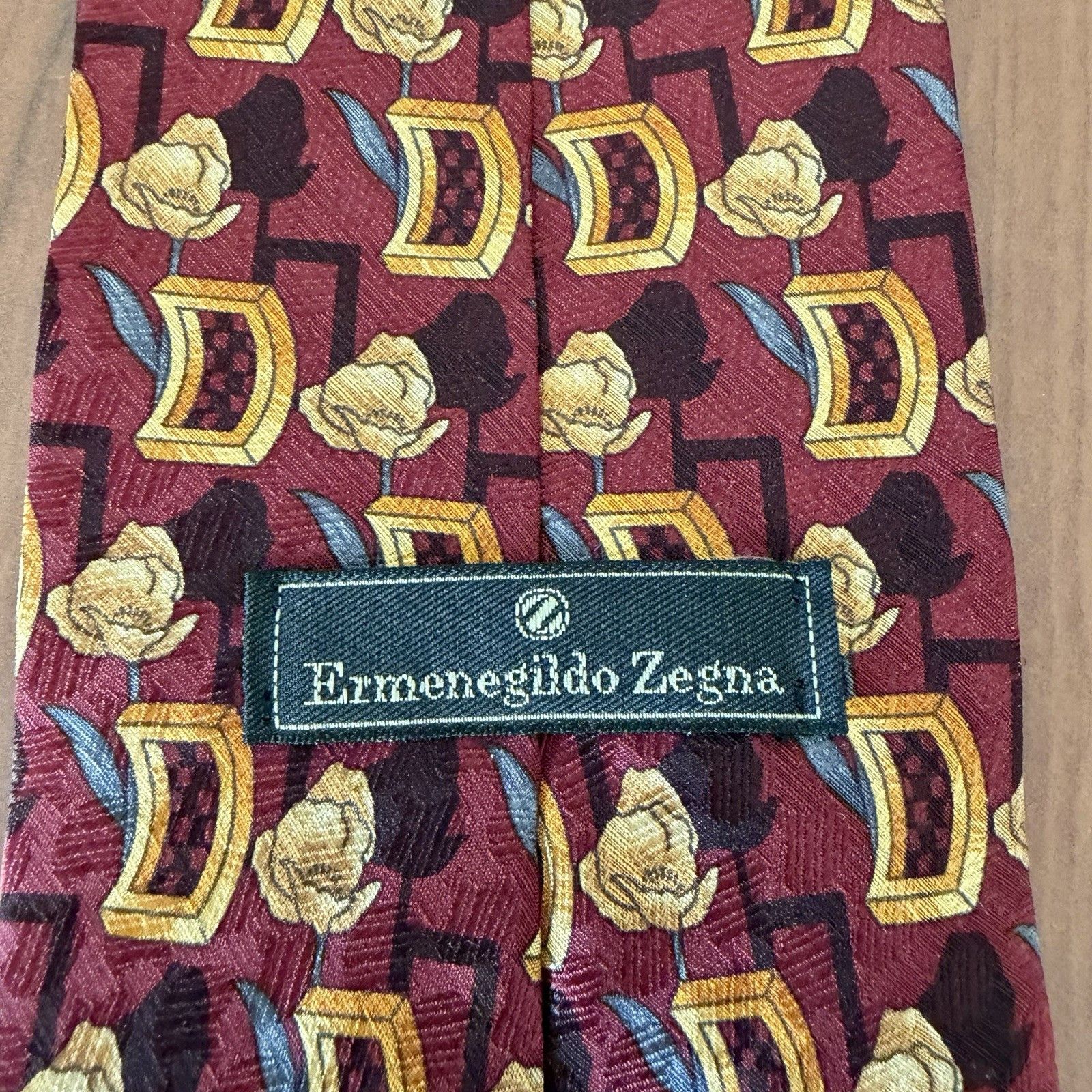 Ermenegildo Zegna Ermenegildo Zegna Silk Tie Burgundy Geometric Abstract 58" Size ONE SIZE - 6 Thumbnail