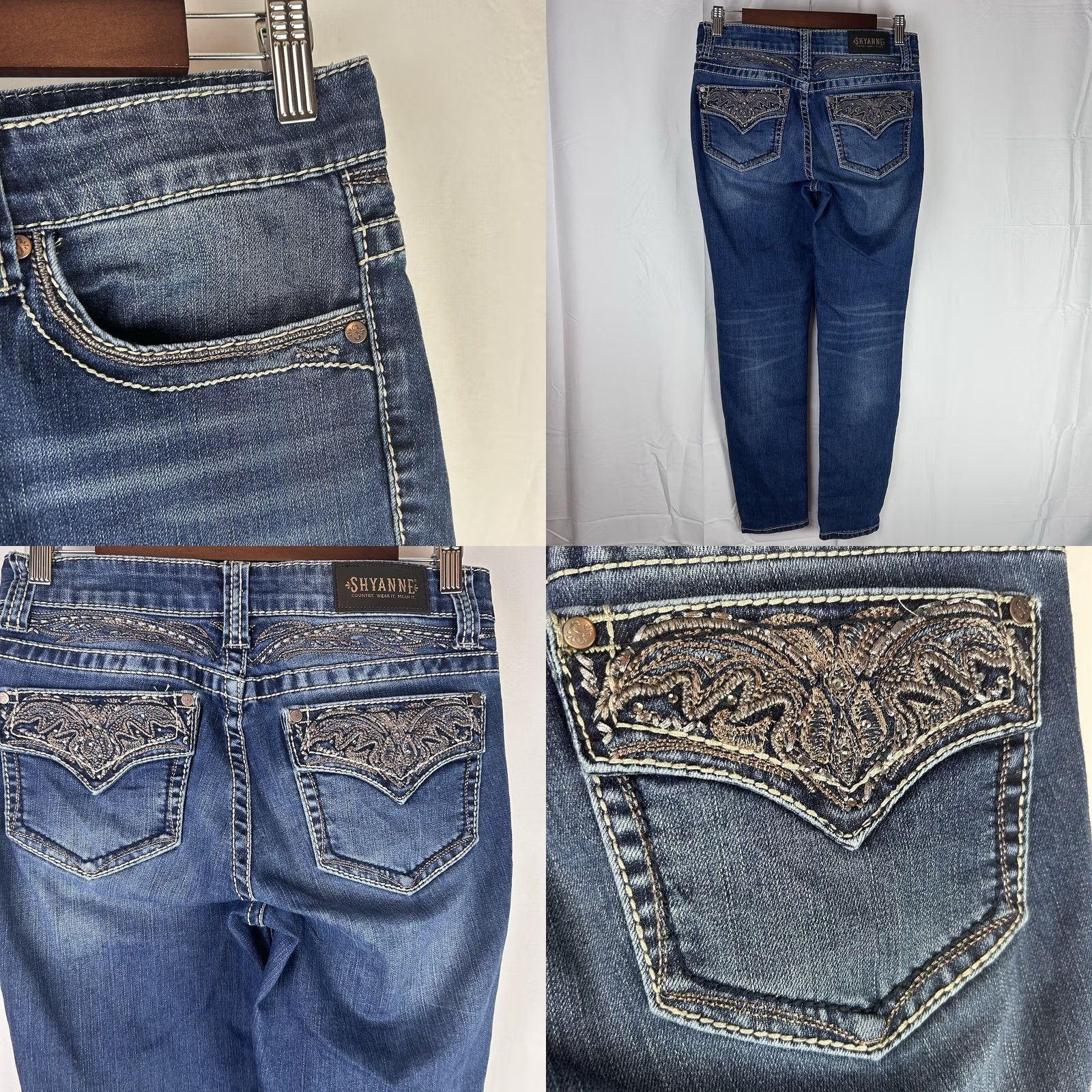 Vintage VINTAGE Shyanne Western Embroidery Jeans Womens 30 Regular 29 Inseam Blue Skinny Cowboy Southwestern Womens Size 30" / US 8 / IT 44 - 8 Thumbnail