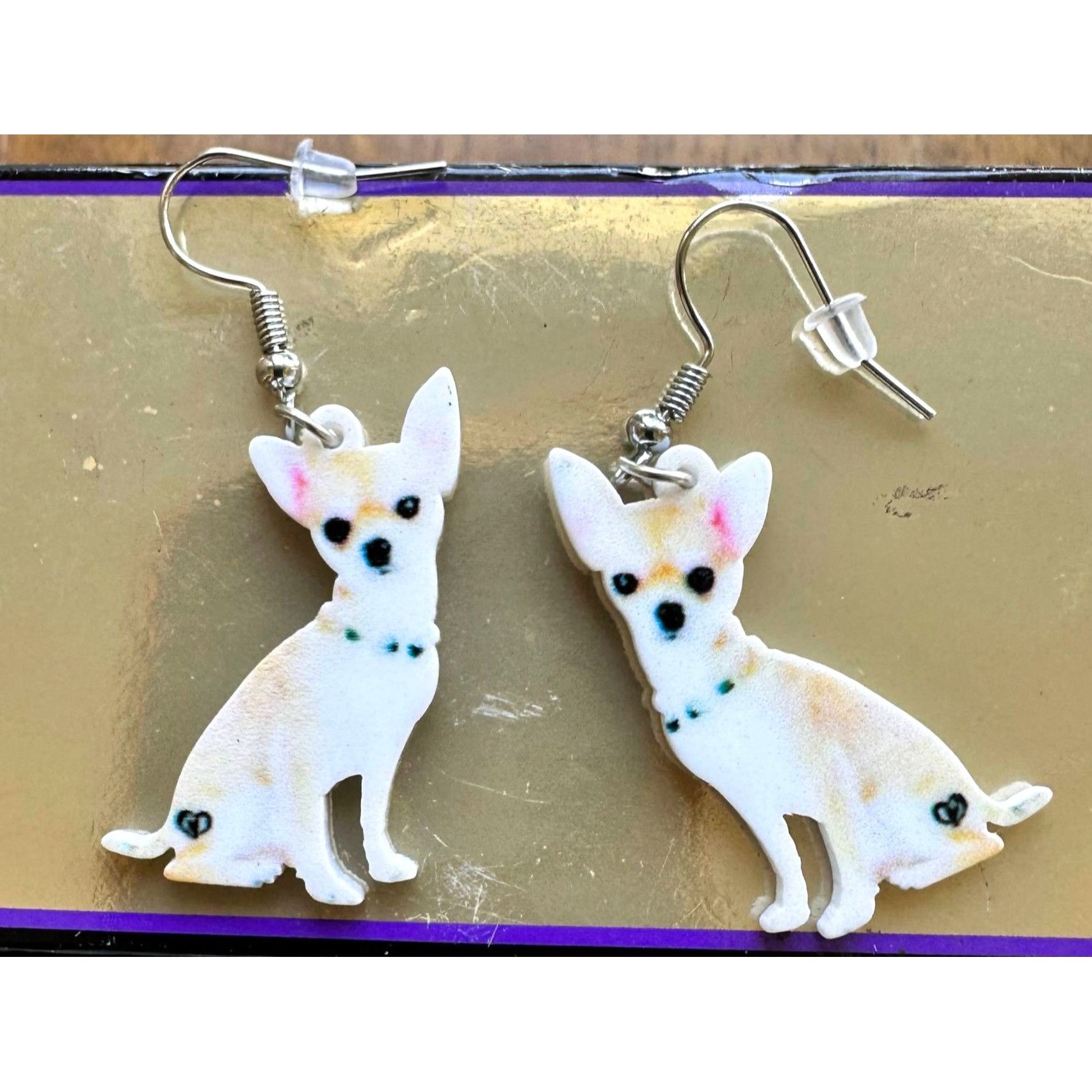 Handmade Chihuahua Earrings Dog Mom Animal Rescue Pets Dangle Hooks N Size ONE SIZE - 4 Thumbnail
