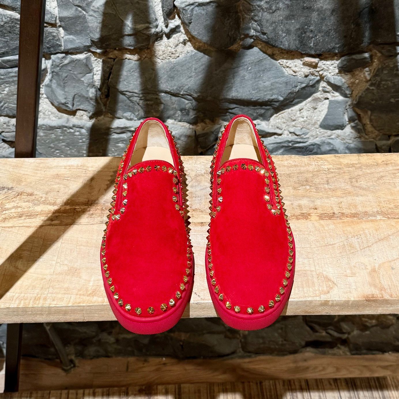 Christian Louboutin Christian Louboutin Red Suede Pik Boat Spike Sneakers Size US 9 / IT 39 - 3 Thumbnail