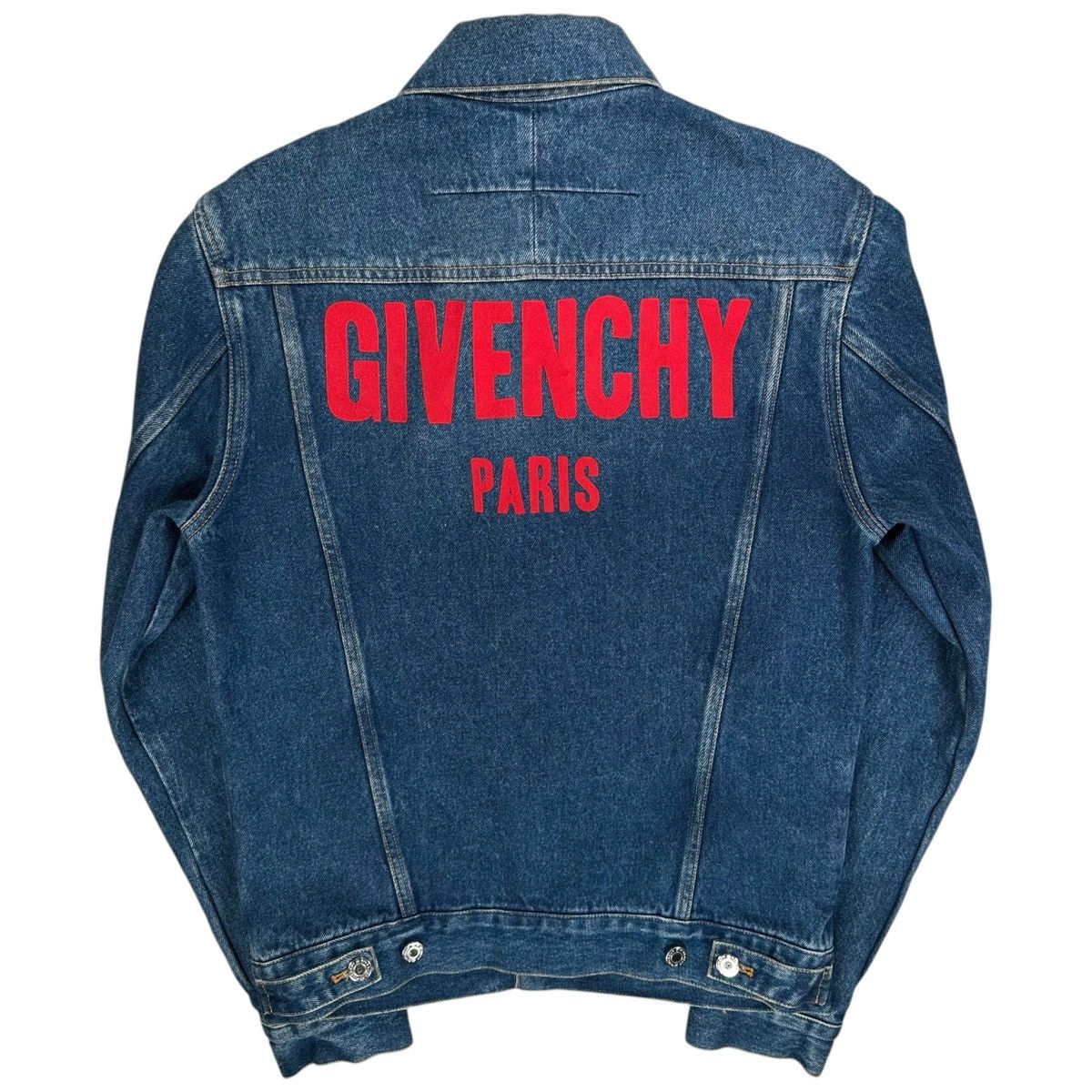 Givenchy Givenchy Size S Denim Jacket Blue Back Logo Red Print Size US S / EU 44-46 / 1 - 1 Thumbnail