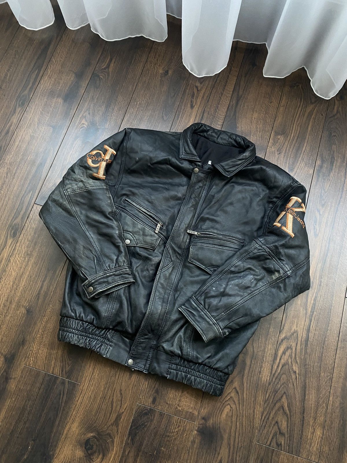 Calvin Klein Vintage Calvin Klein Jeans Of America Leather Jacket 90s USA Size US L / EU 52-54 / 3 - 5 Thumbnail