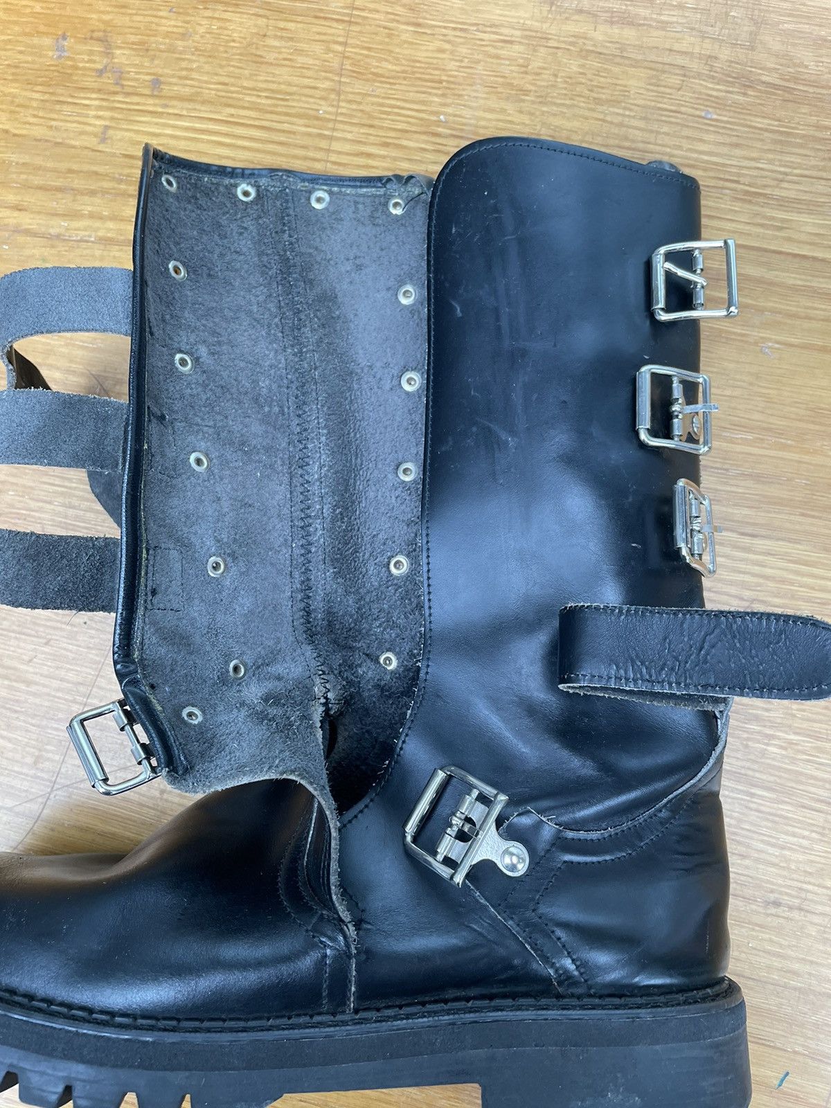 Genuine Leather × Vintage Vintage Straps Black Leather Avant Garde Boots Size US 8 / EU 41 - 9 Thumbnail