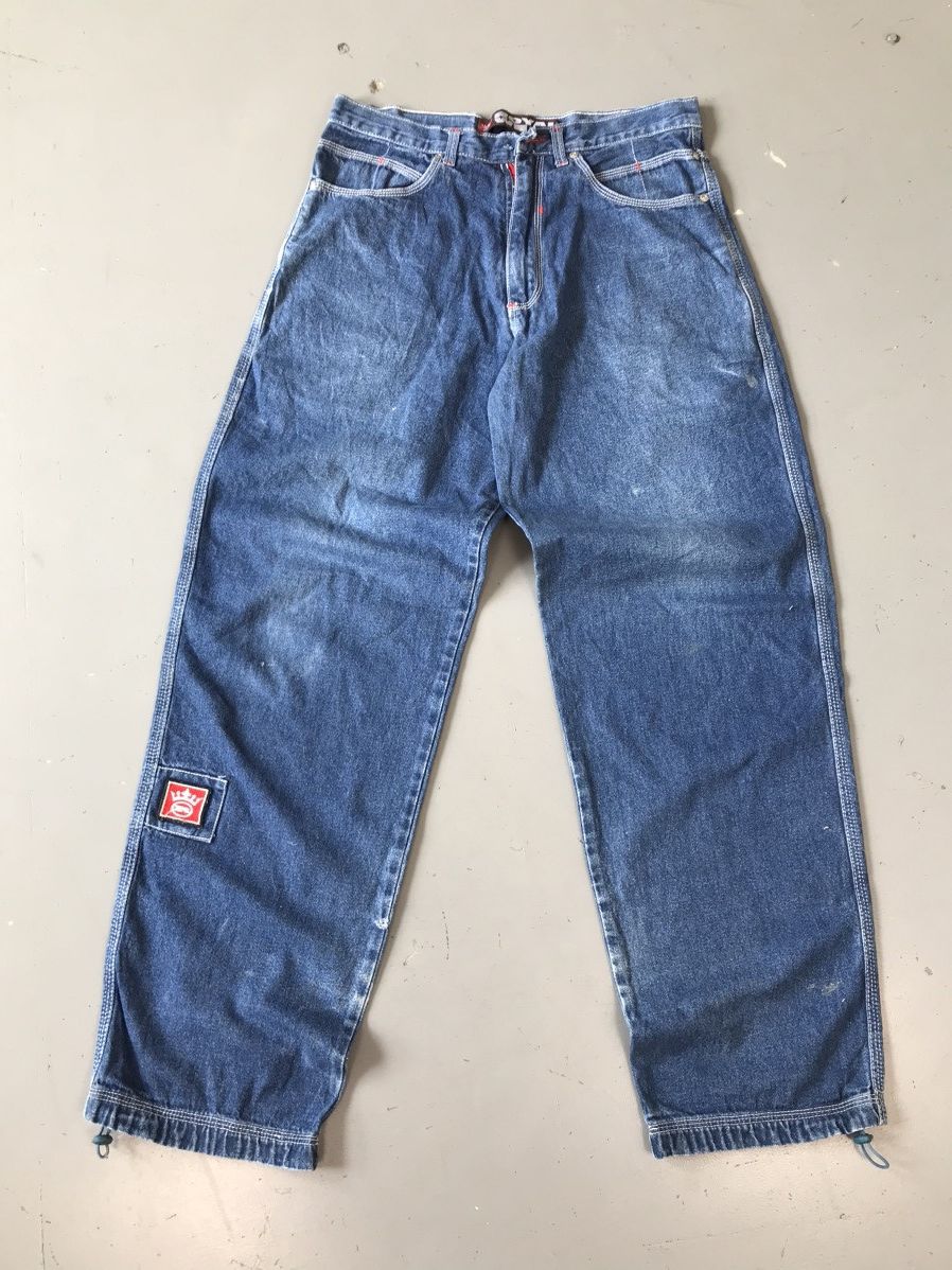 JNCO × Vintage Vintage royal wear embroidered denim Size US 31 - 3 Thumbnail