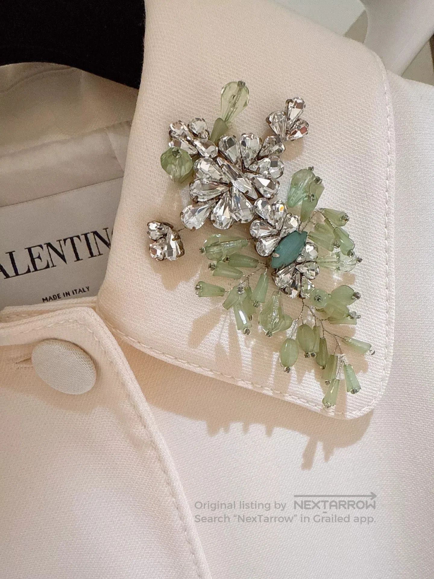 Valentino VALENTINO Ivory Wool Coat with Gems. Size US L / EU 52-54 / 3 - 6 Thumbnail