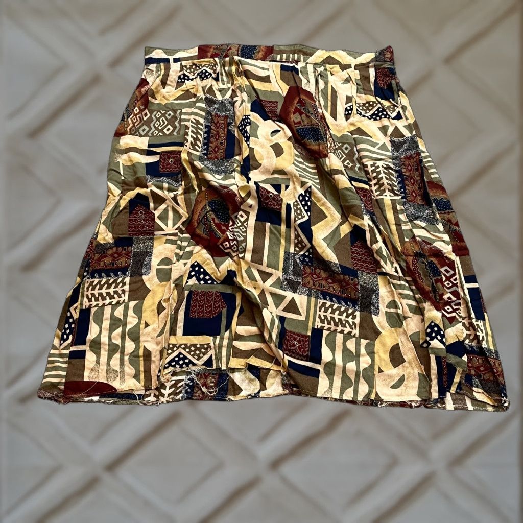 Vintage Sag Harbor Skirt Womens 3X Brown Tribal Rayon Knee Length A-Line Vintage Black Friday Sale? Size 40" / US 18 - 1 Thumbnail