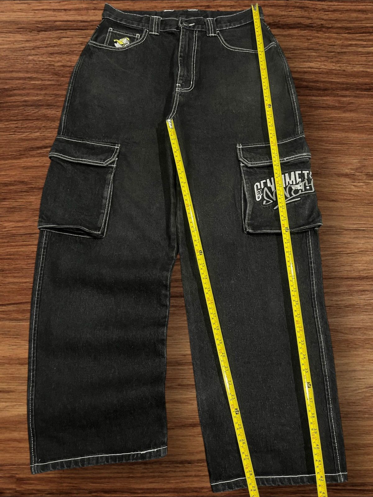 Hypebeast ⚡️High Waist⚡️Y2K Hip Hop Style Embroidered Slogan Baggy Jeans Size US 32 / EU 48 - 16 Thumbnail