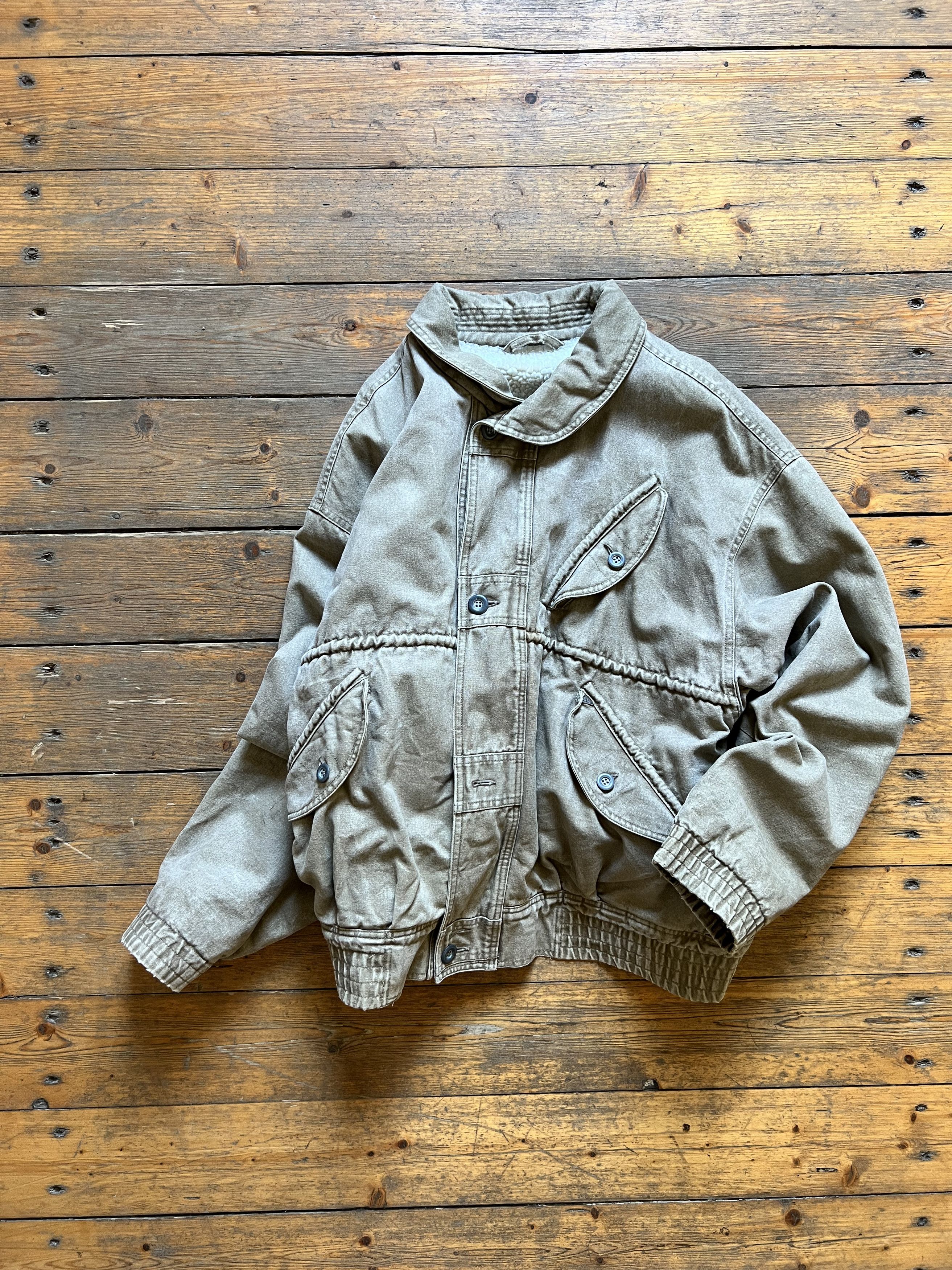 Other Vintage Heavy Denim Fly Metal Faded Fur France Bomber 1970s Size US XL / EU 56 / 4 - 3 Thumbnail