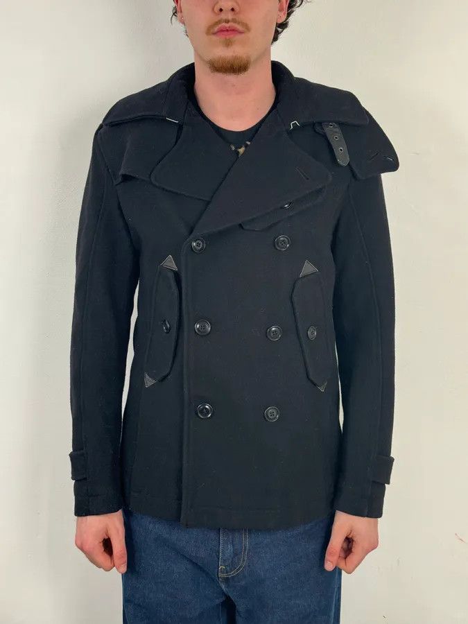 Diesel 2010s Diesel Black Buttoned Officer Wool Peacoat Size US M / EU 48-50 / 2 - 2 Thumbnail