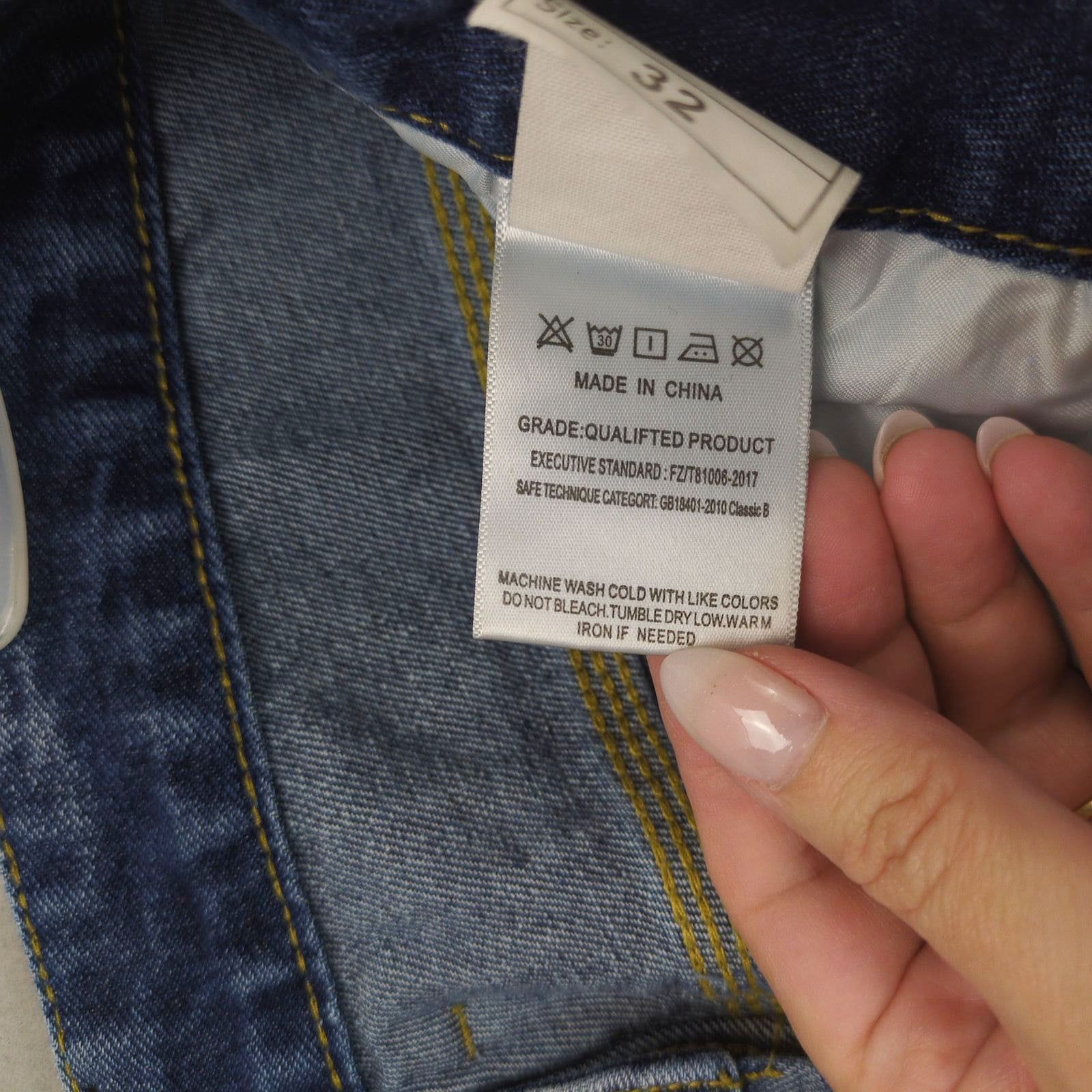 GB GB18401-2010 Classic B Men's 32x31 Distressed Bleach Jeans Size US 32 / EU 48 - 8 Thumbnail