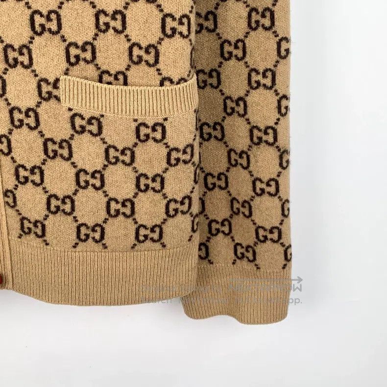 Gucci Gucci Brown logo jacquart full print wool lapel single-bre Size US XL / EU 56 / 4 - 4 Thumbnail