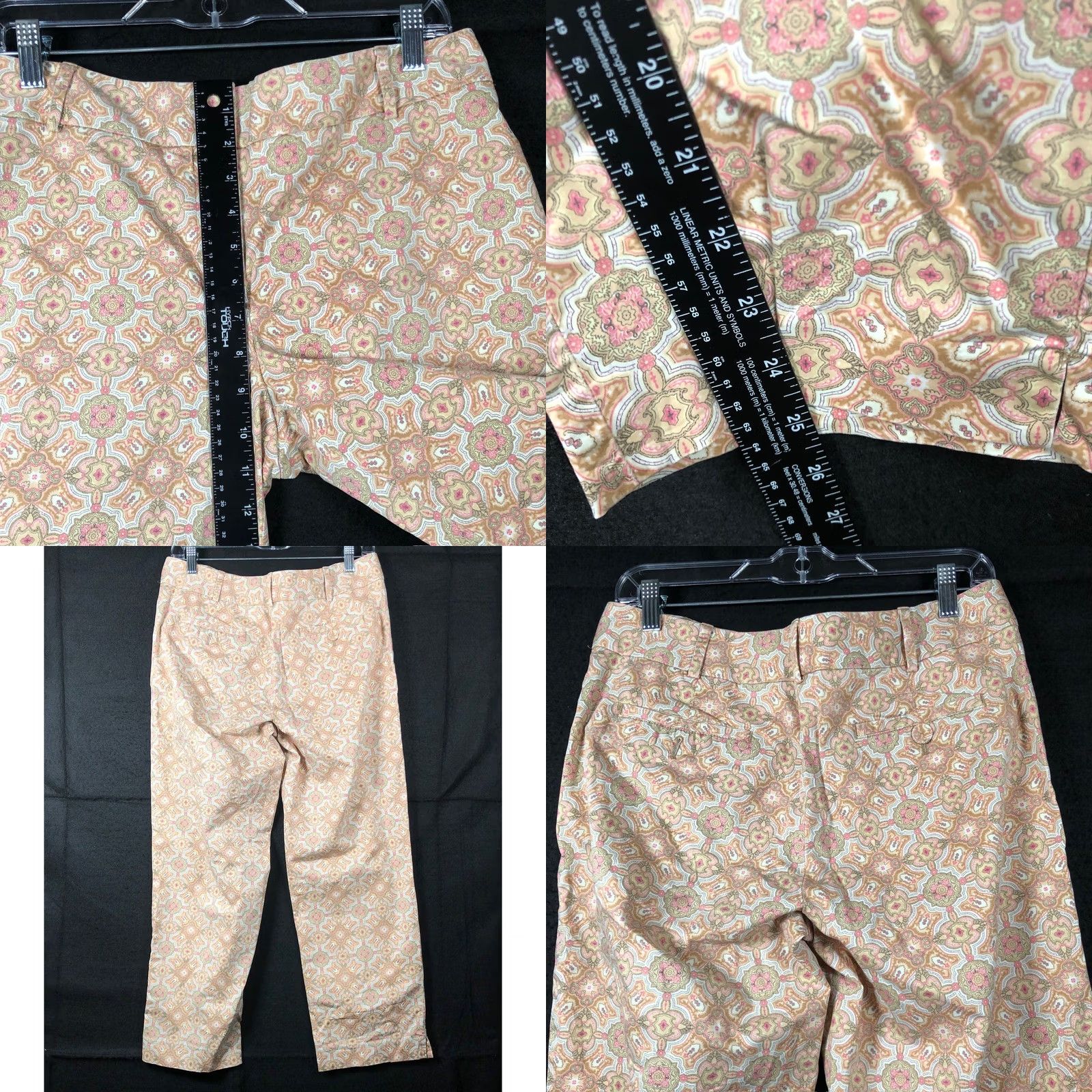 Talbots Talbots Womens Pants Tan Pink Paisley High Rise Chino Cropped Stretch 8 Size 30" / US 8 / IT 44 - 8 Thumbnail