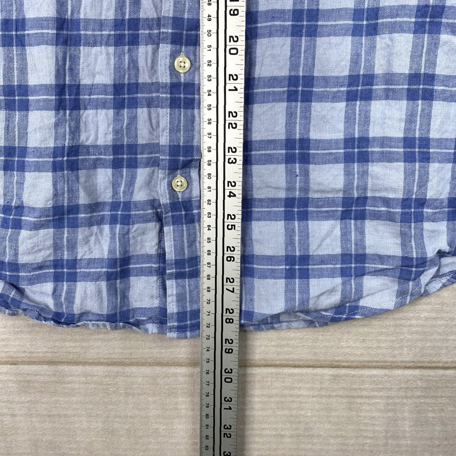 J.Crew J. Crew Shirt Mens L Slim Fit Blue Plaid Linen Blend Button Down Dress Shirt L Blue Slim Fit Comfort Casual Workwear Size 42R - 4 Thumbnail