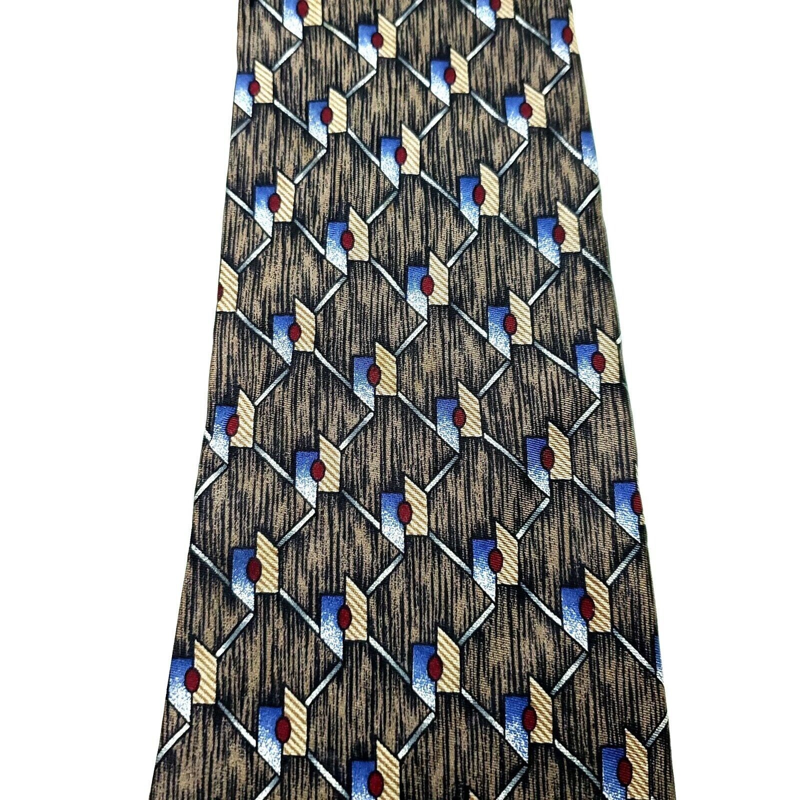 Vintage Barrington Silk Tie Green Print Geometric Wide Size ONE SIZE - 2 Thumbnail