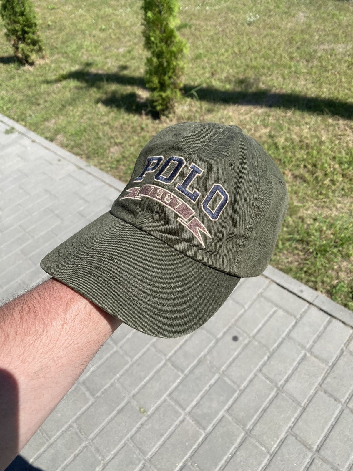 🚨Vintage Polo Ralph Lauren Green Distressed Cap Hat Big Logo