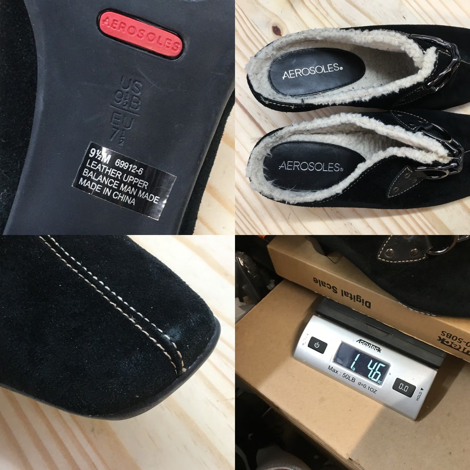 Vintage Aerosoles Sandals Womens 9.5 B Casual Slip On Lined Mules Black Suede Heels Size US 10 / IT 40 - 9 Thumbnail